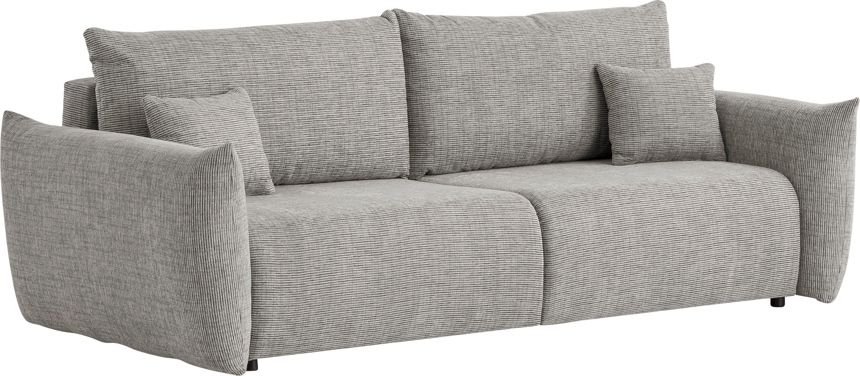INOSIGN 3-zitsbank MAVAS slaapbank met bedlade ca. 240/108 cm (ligoppervlak 212/145 cm), ribfluweel, chenille, structuur