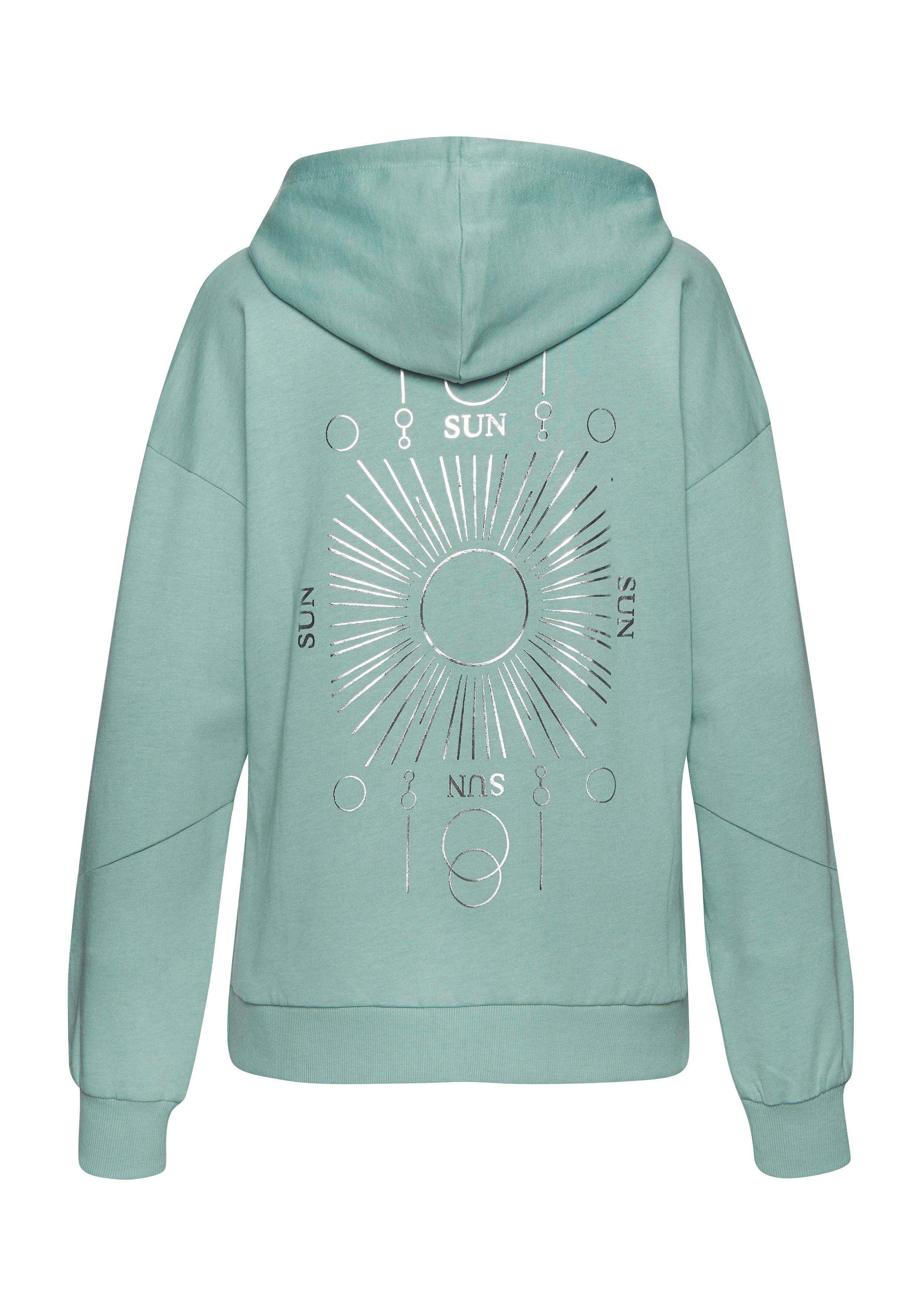 Buffalo Hoodie Capuchon sweatshirt met grote rugprint met glanseffect loungewear