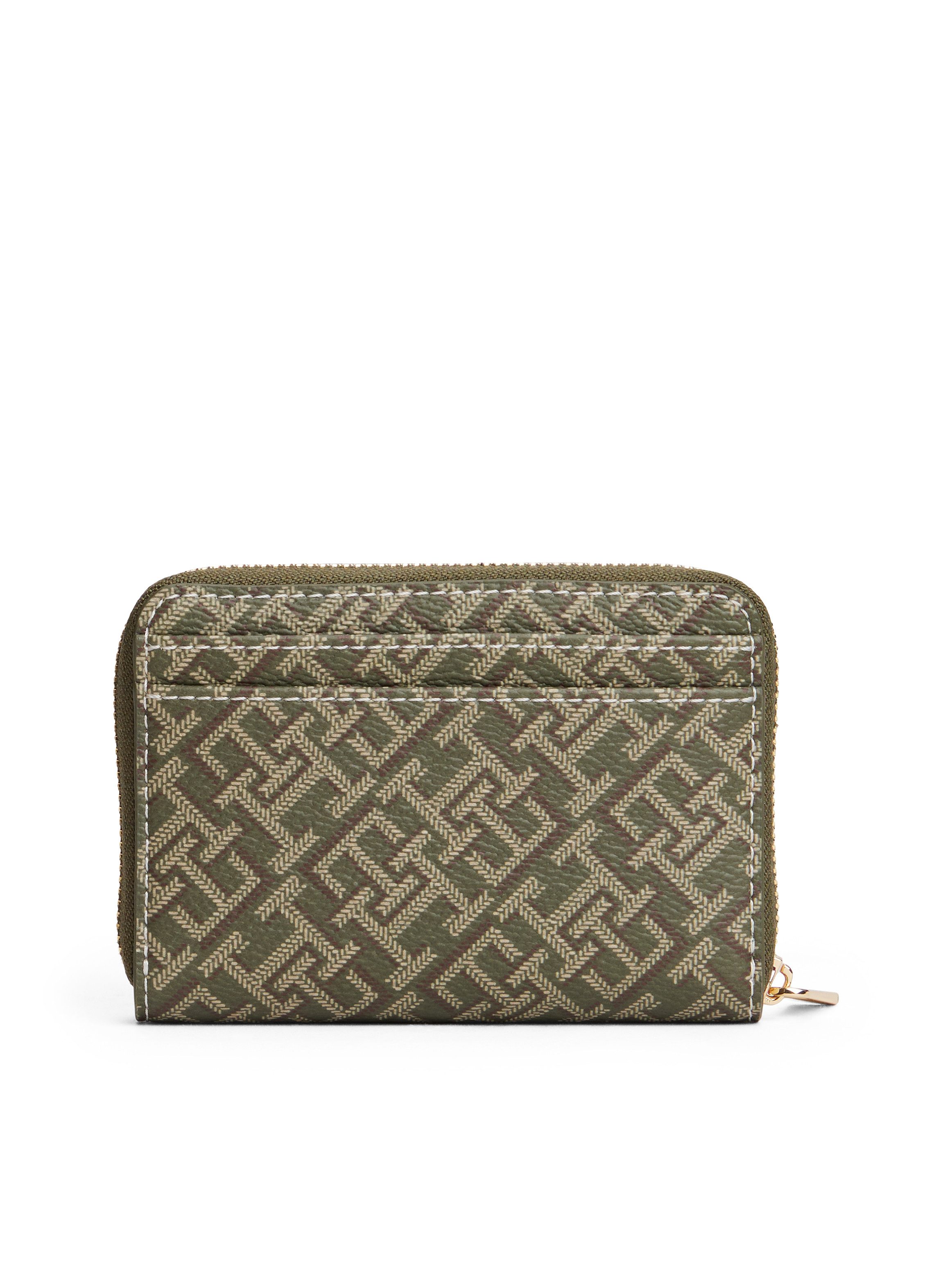 Tommy Hilfiger Portemonnee TH ICON COMP ZA MONO PRINT , dames portemonnee, portemonnee met contrastnaad