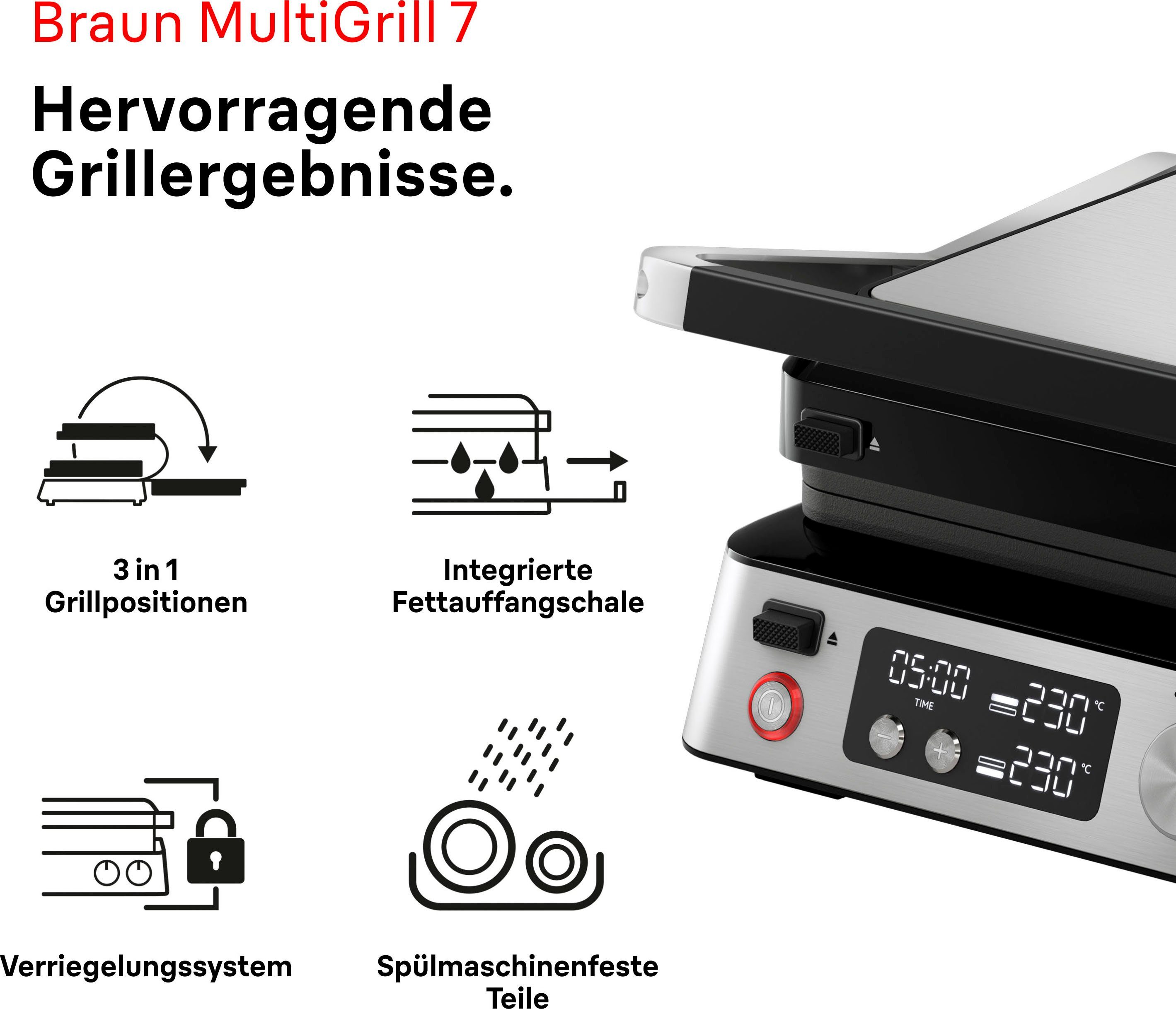 Braun Contactgrill Multigrill 7 CG 7040 silber