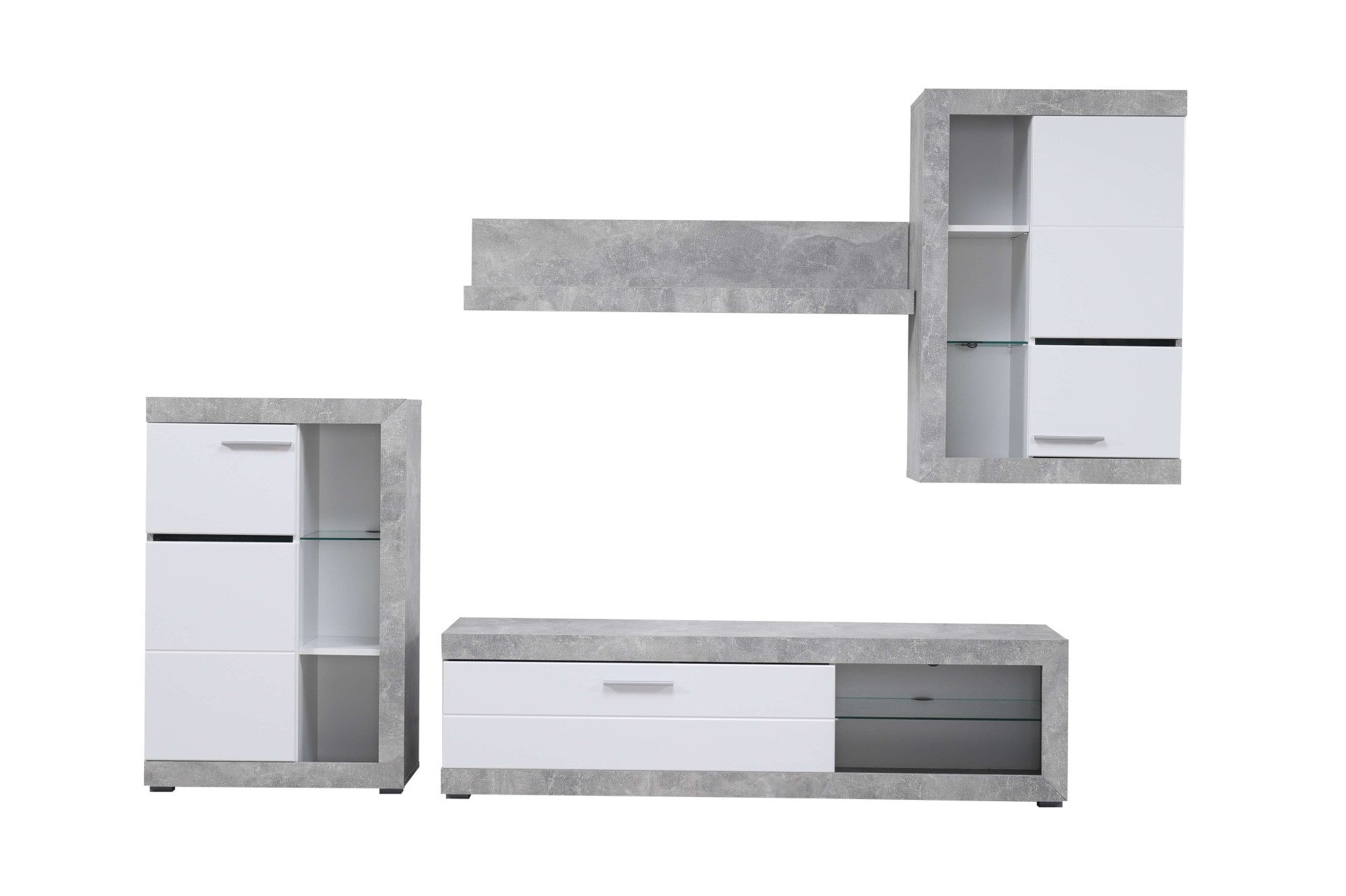 INOSIGN Woonkamerset Rosso woonwand, mediawand, aanbouwwand, voor TV tot 60', breedte 267 cm (complete set, 4-delig)