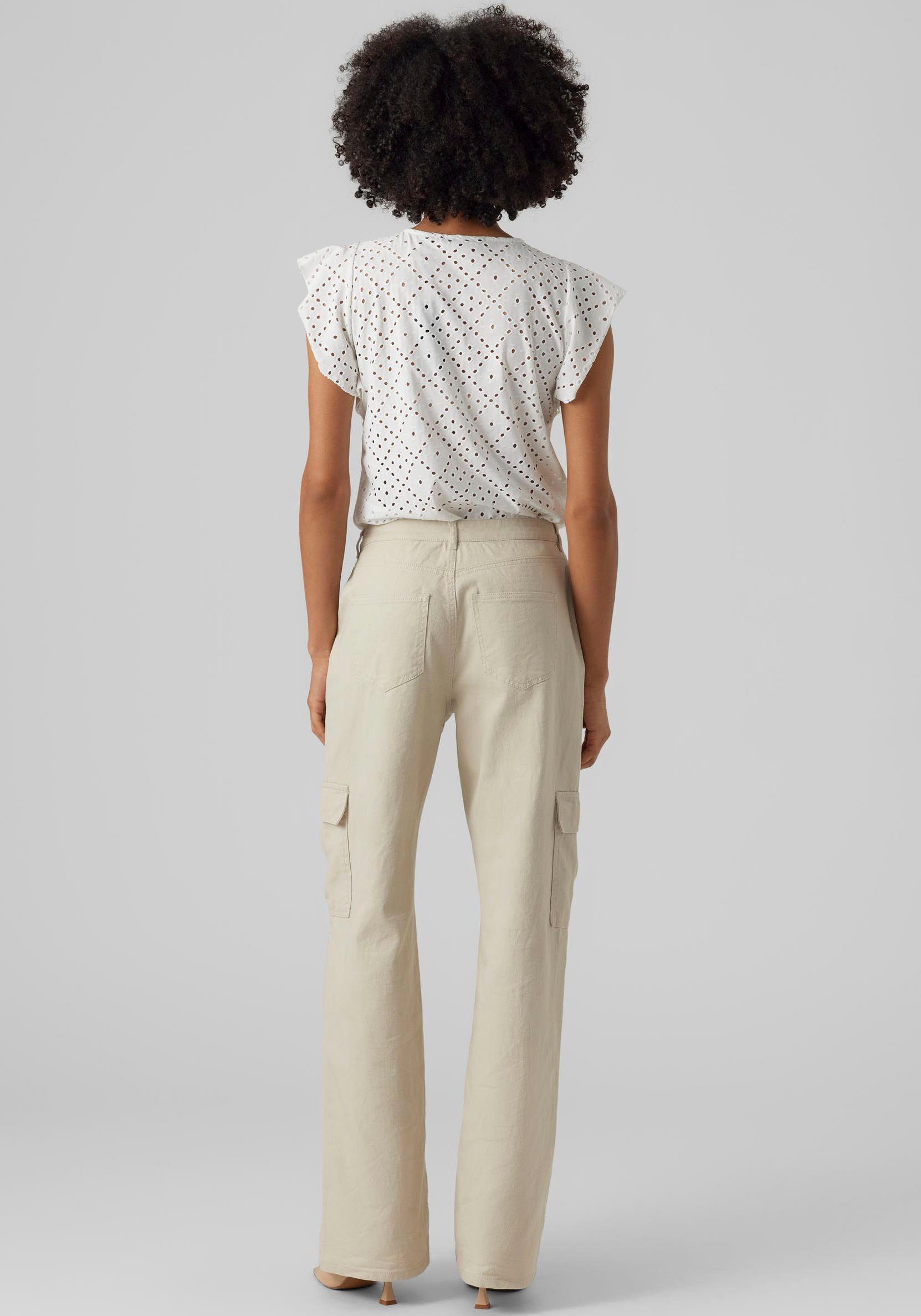 Vero Moda Shirt met ronde hals VMTASSA SL FRILL TOP NOOS