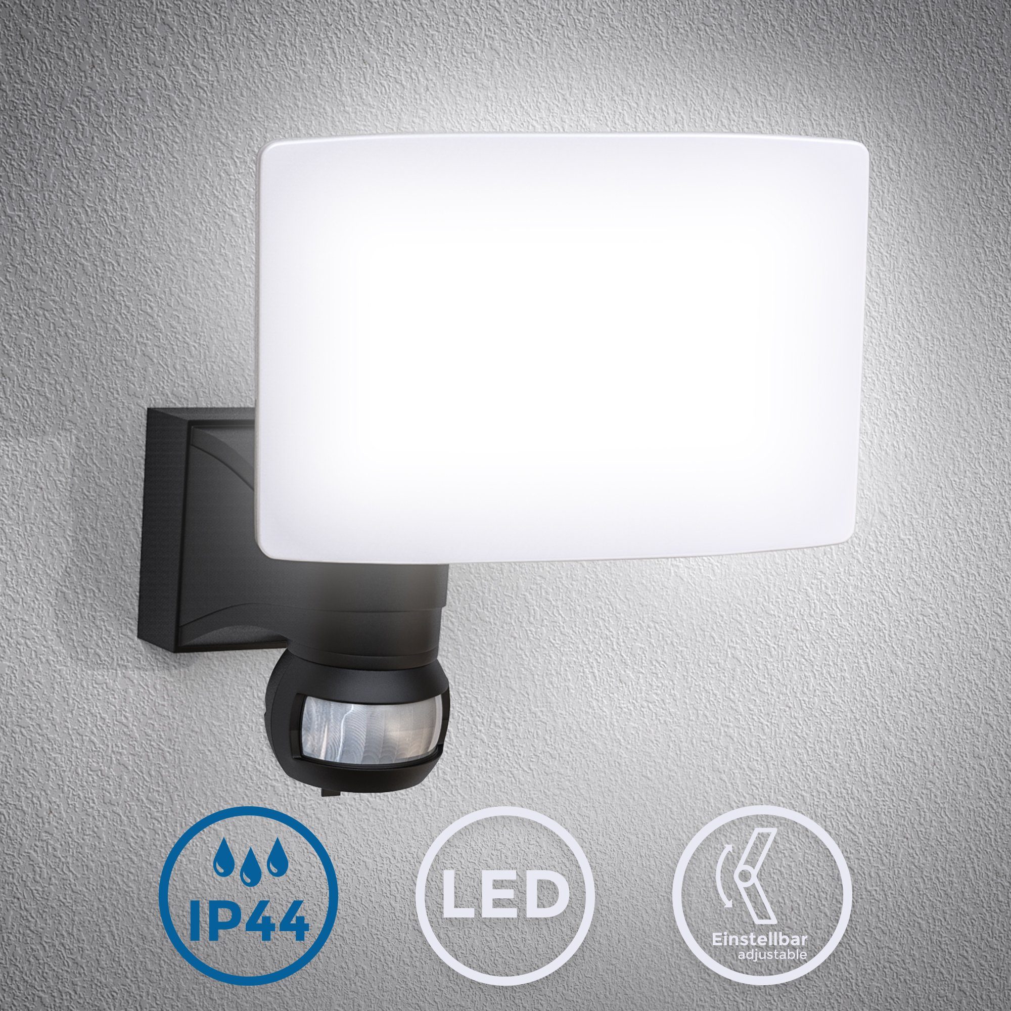 B.K.Licht Ledwandlamp voor buiten Buitenlamp, bewegingssensor, draaibaar, 20W 2.300 Lumen, 4.000K, IP44