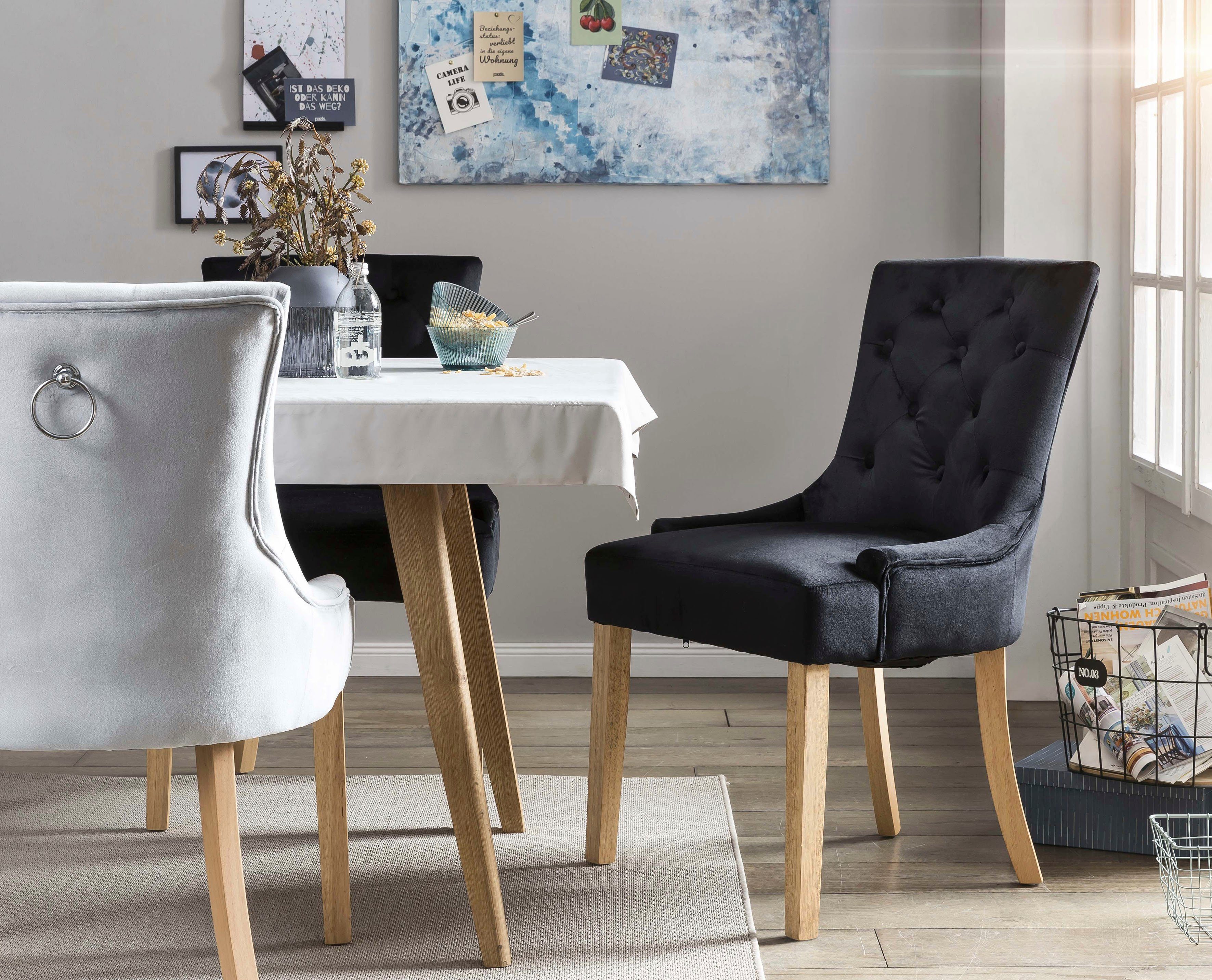 Leonique Stoel met 4 poten Doncaster met knoopsluiting op de rug (set, 2 stuks)