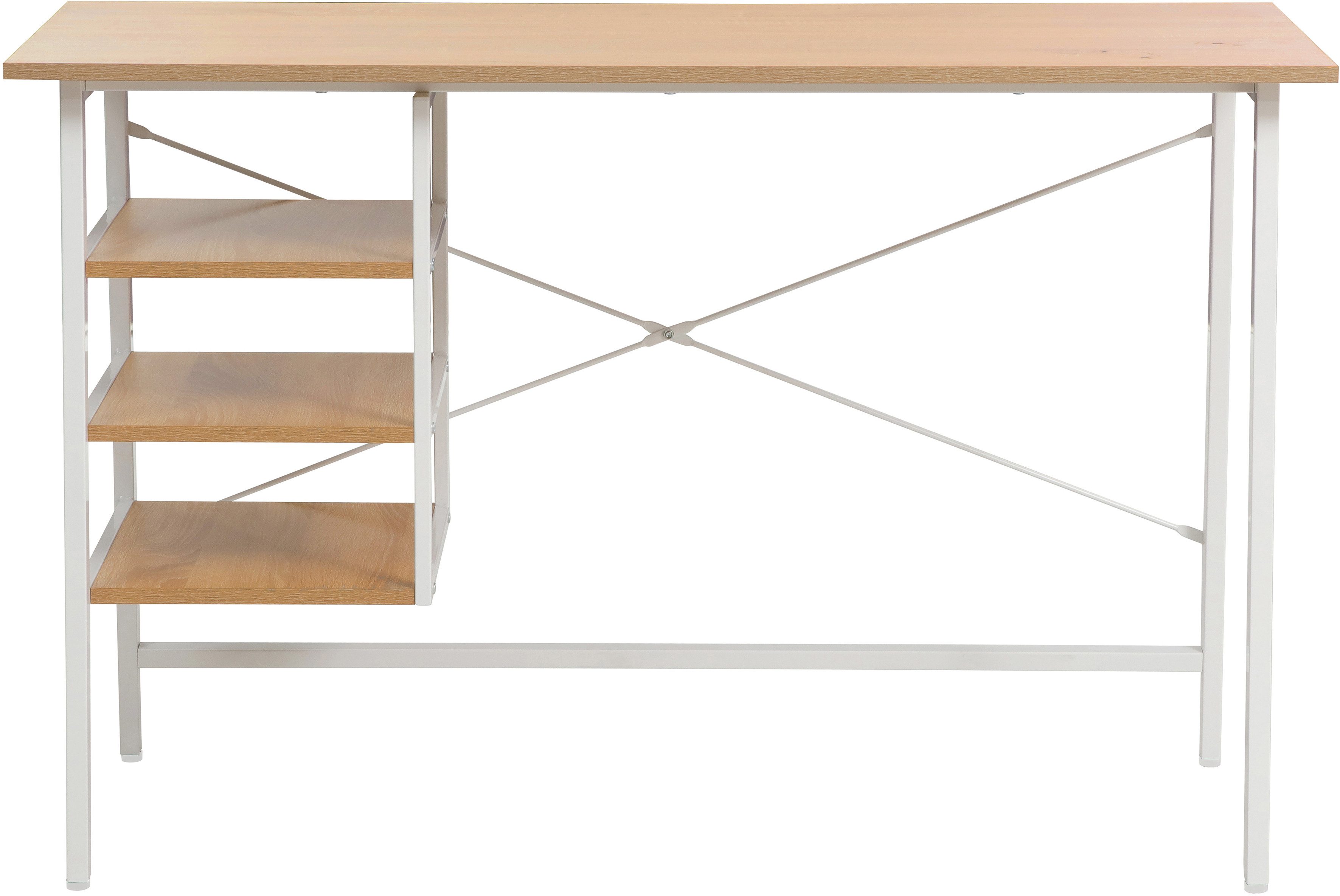 Home affaire Bureau COWELL Computertafel, 3 opbergvakken, stabiel metalen frame, breedte 120 cm