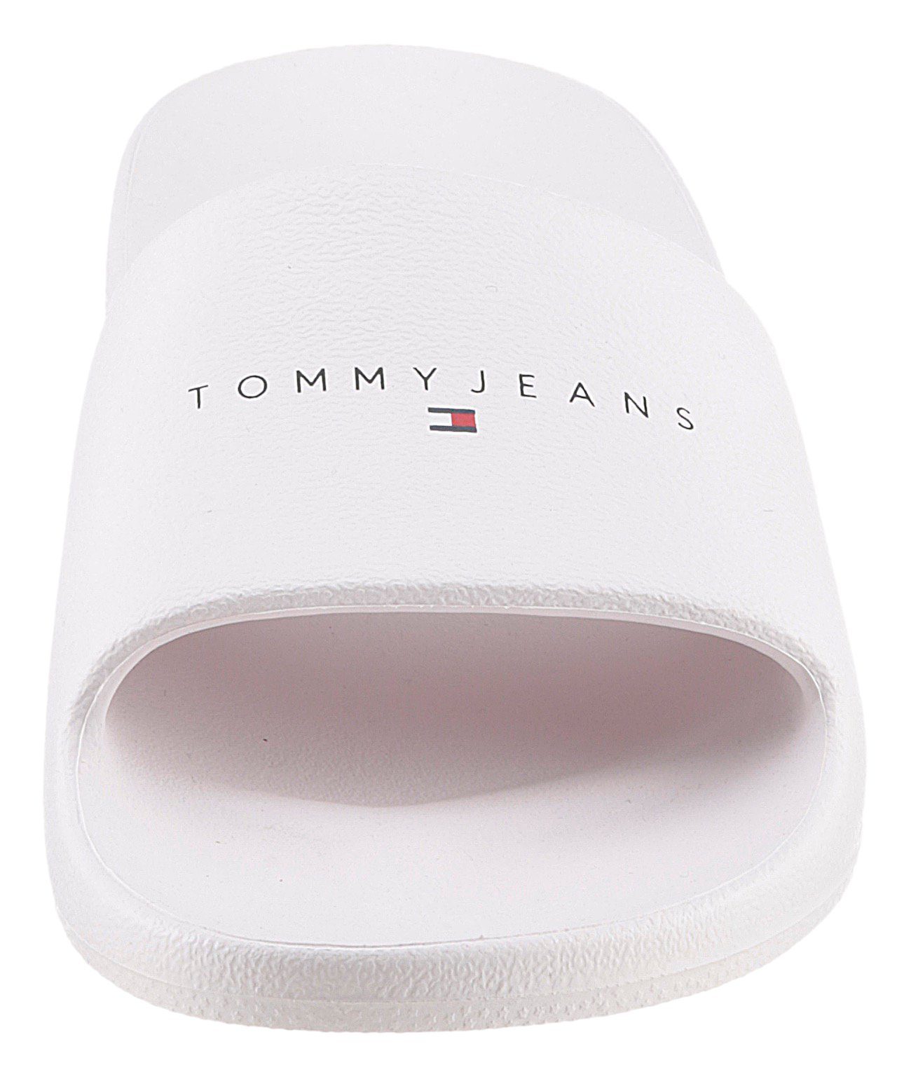 TOMMY JEANS Slippers TJW PRINTED PU POOL SLIDE , plateau, zomerschoen, slippers met logolettering op de bandage
