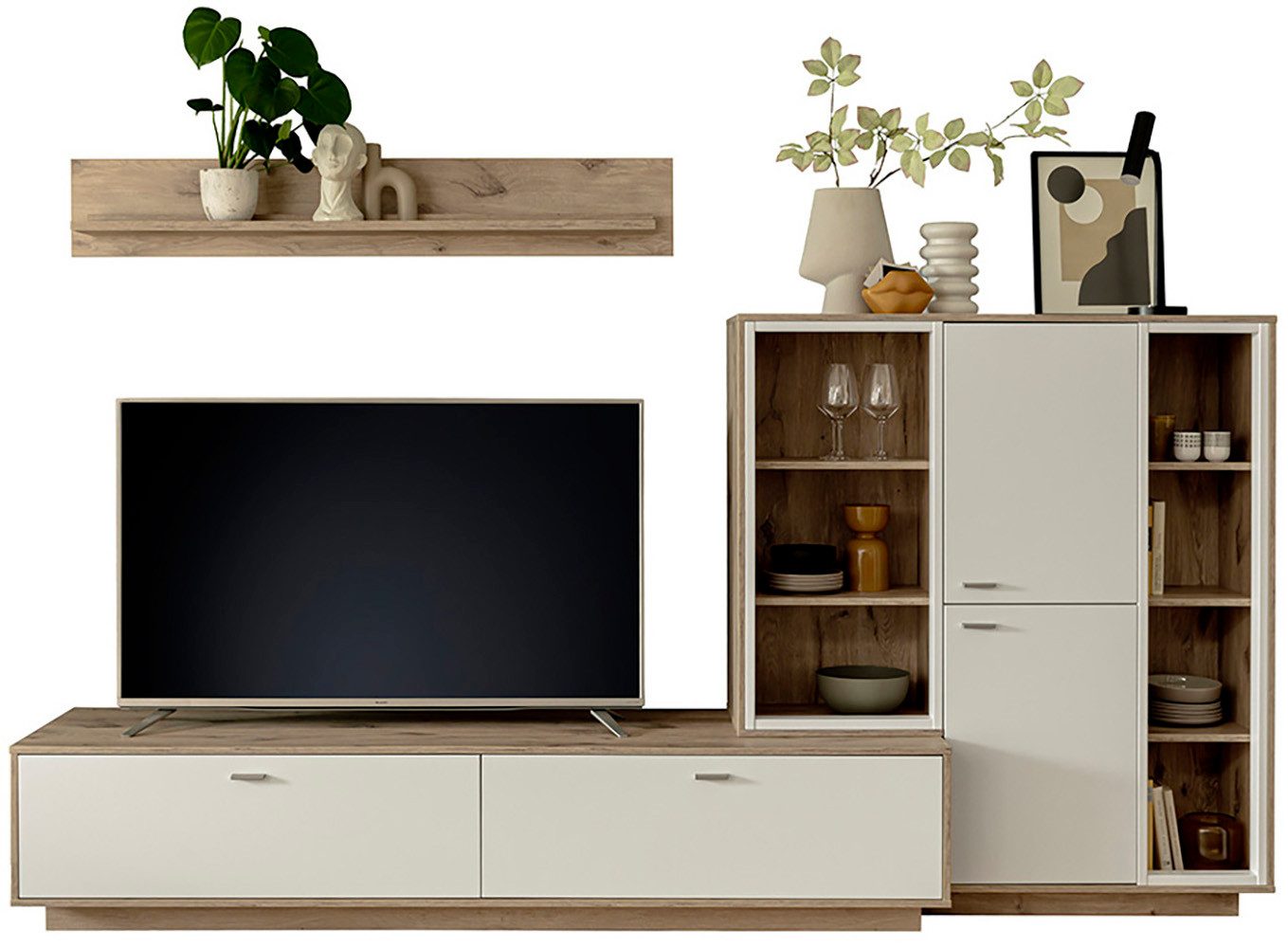 MCA furniture Wandmeubel SANTERNO Woonkamer set (3-delig), deuren & lades gedempt, breedte 287 cm (complete set, 3-delig)