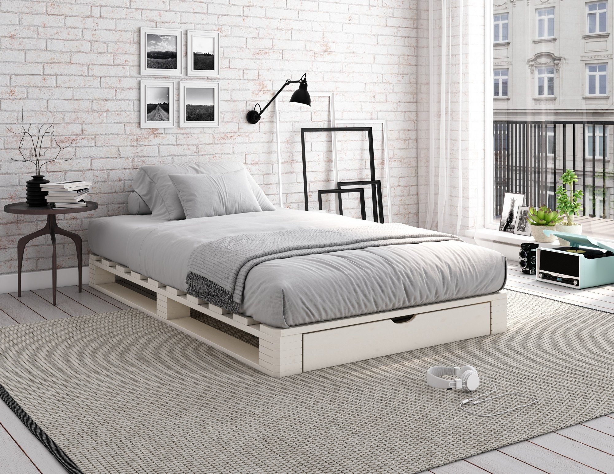 Home affaire Palletbed "ALASCO" BESTSELLER! Met lade gecertificeerd massief hout, uit te breiden tot tweepersoons- of familiebed