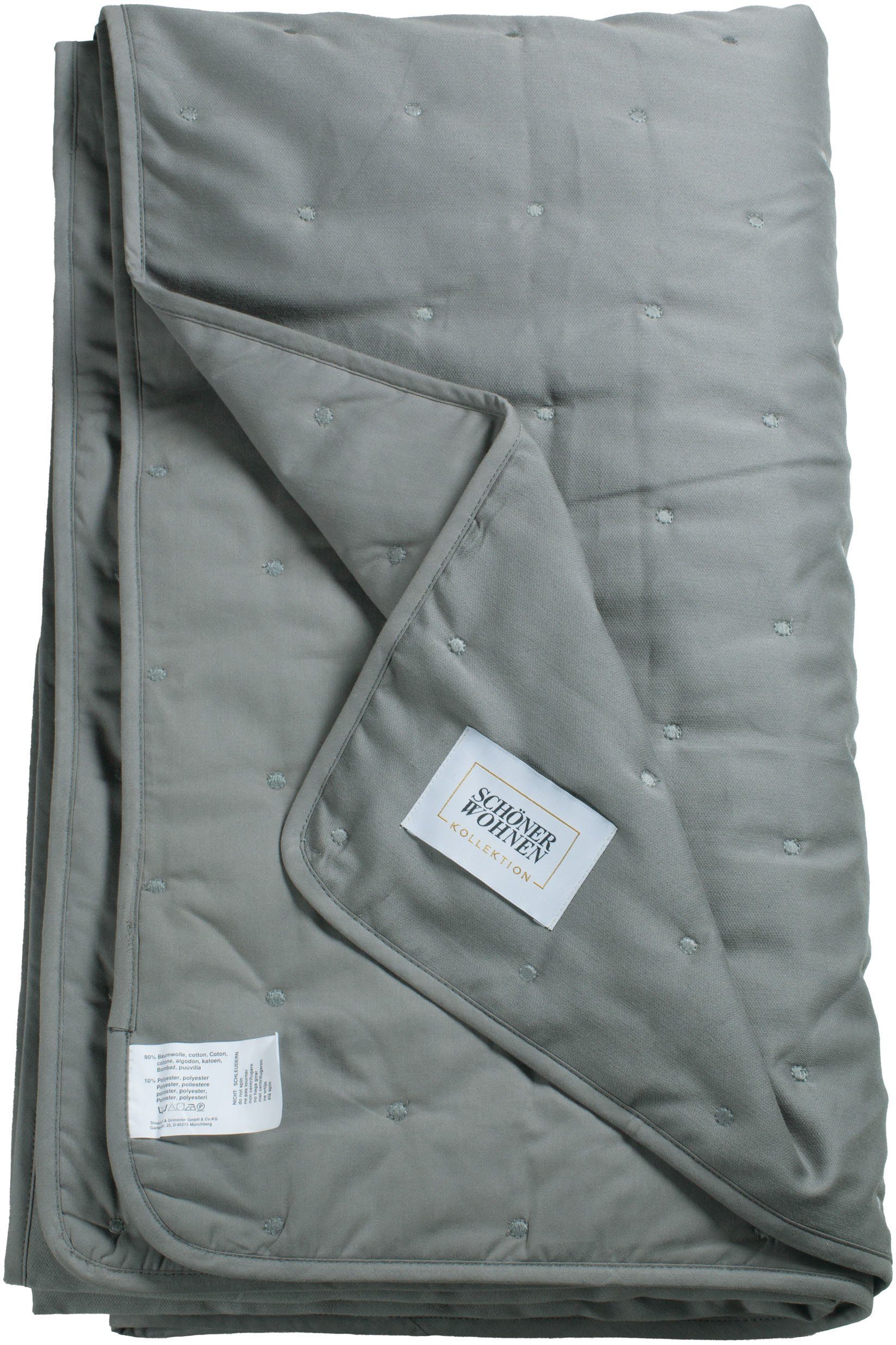 SCHÖNER WOHNEN-KOLLEKTION Beddensprei Soft met stippenstepping en ingenaaid fleece-futter