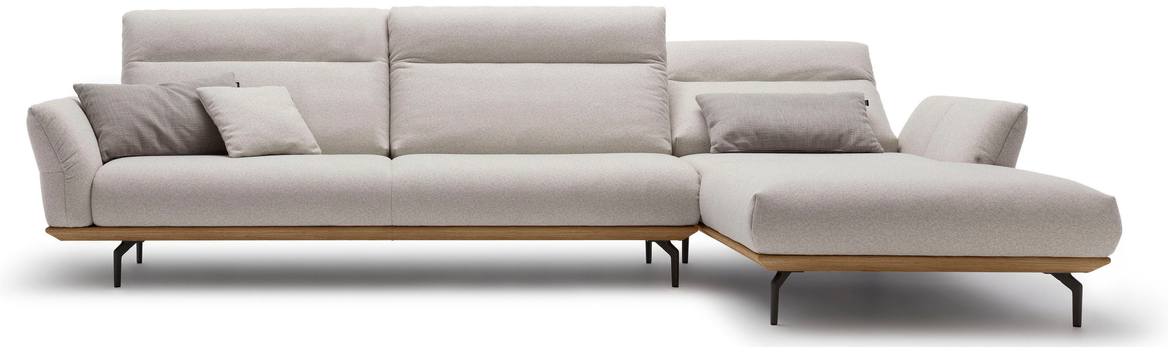 Creation BY ROLF BENZ Hoekbank CR.460 Sokkel in walnotenhout, onderstel in umbra grijs, breedte 338 cm