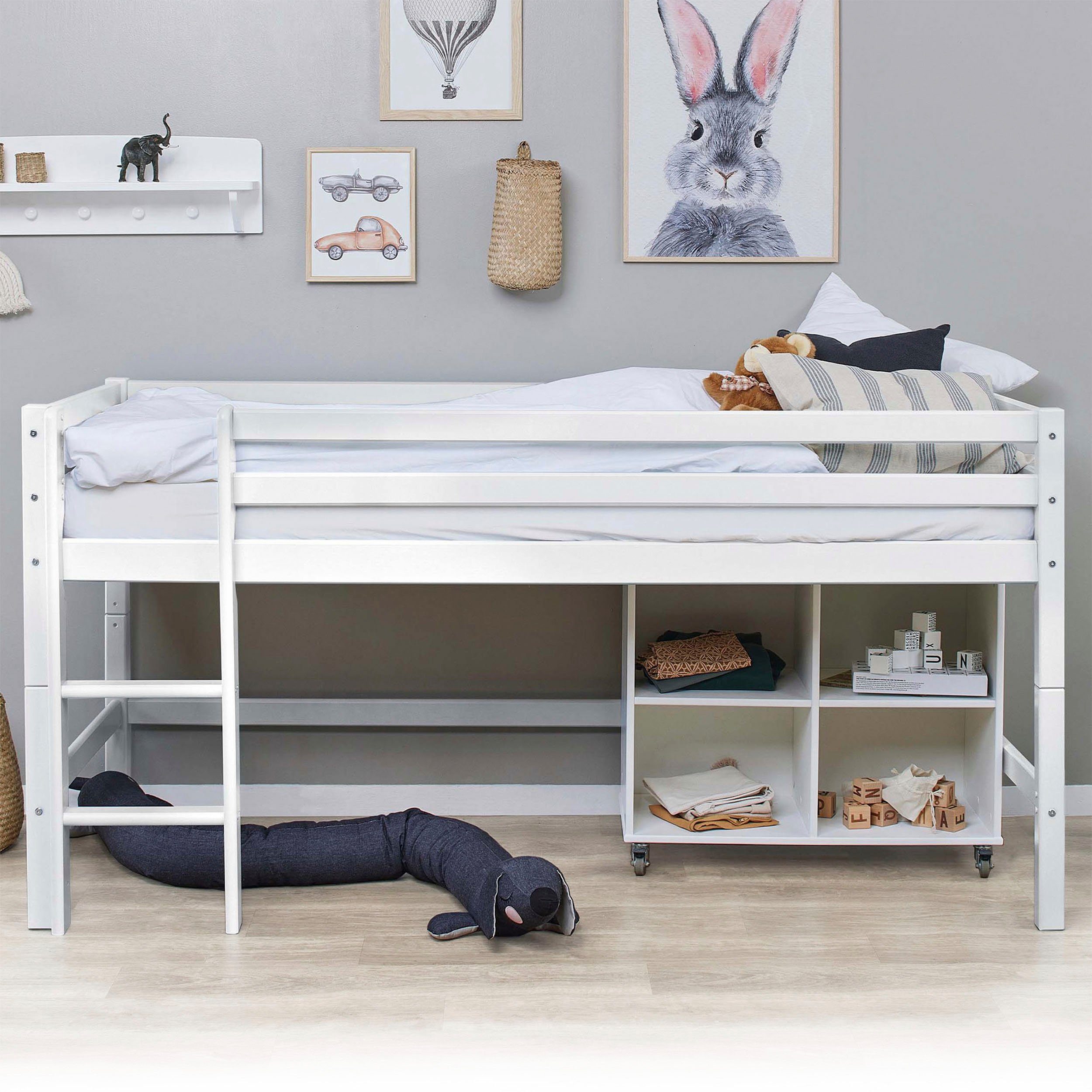 Hoppekids Hoogslaper ECO Dream MY COLOR 90x200, om te bouwen tot een eenpersoonsbed, 4 kleuren (set) hoogslapers wit