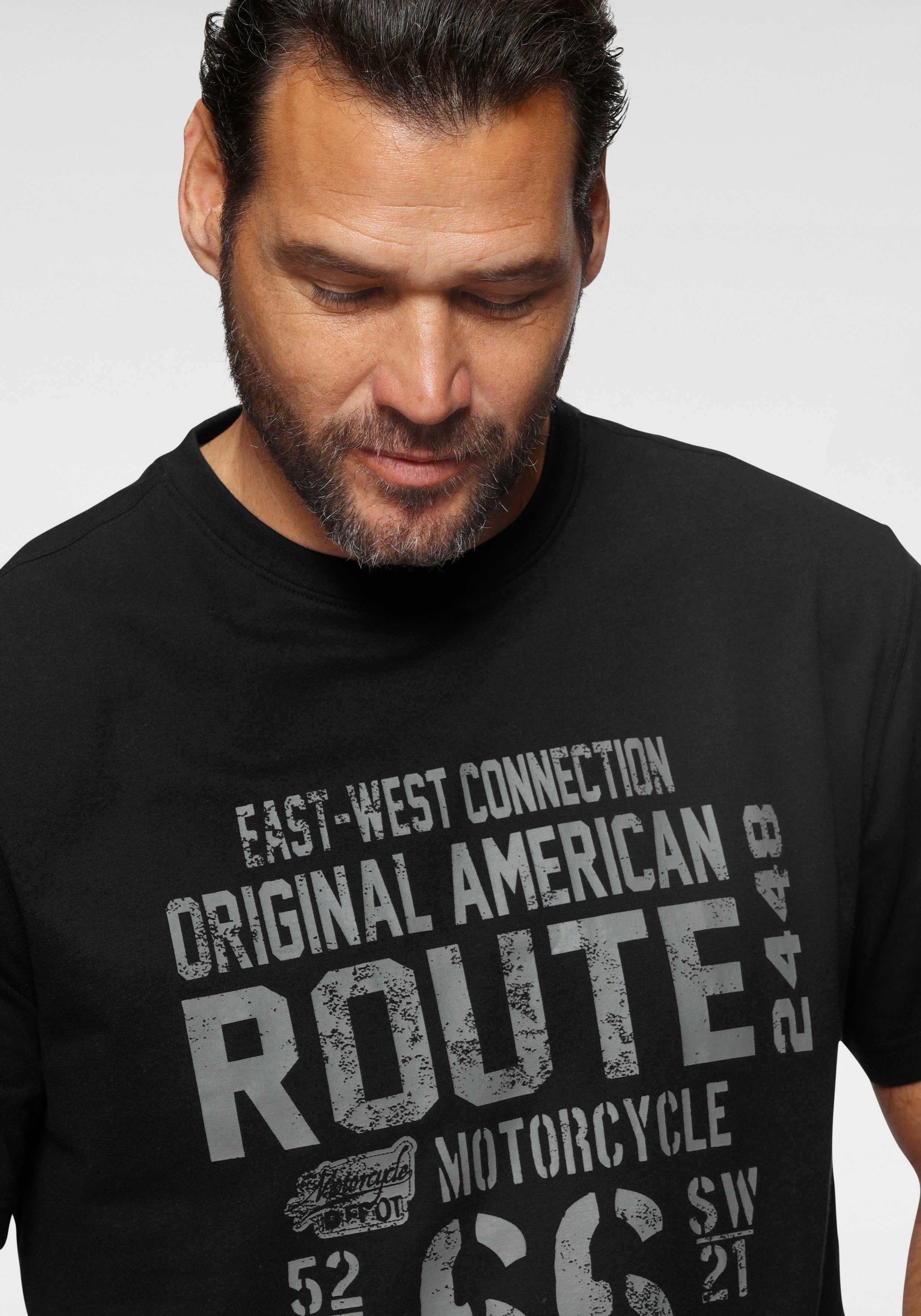 Man's World Shirt met ronde hals korte mouwen, casual pasvorm, bedrukt, ronde hals