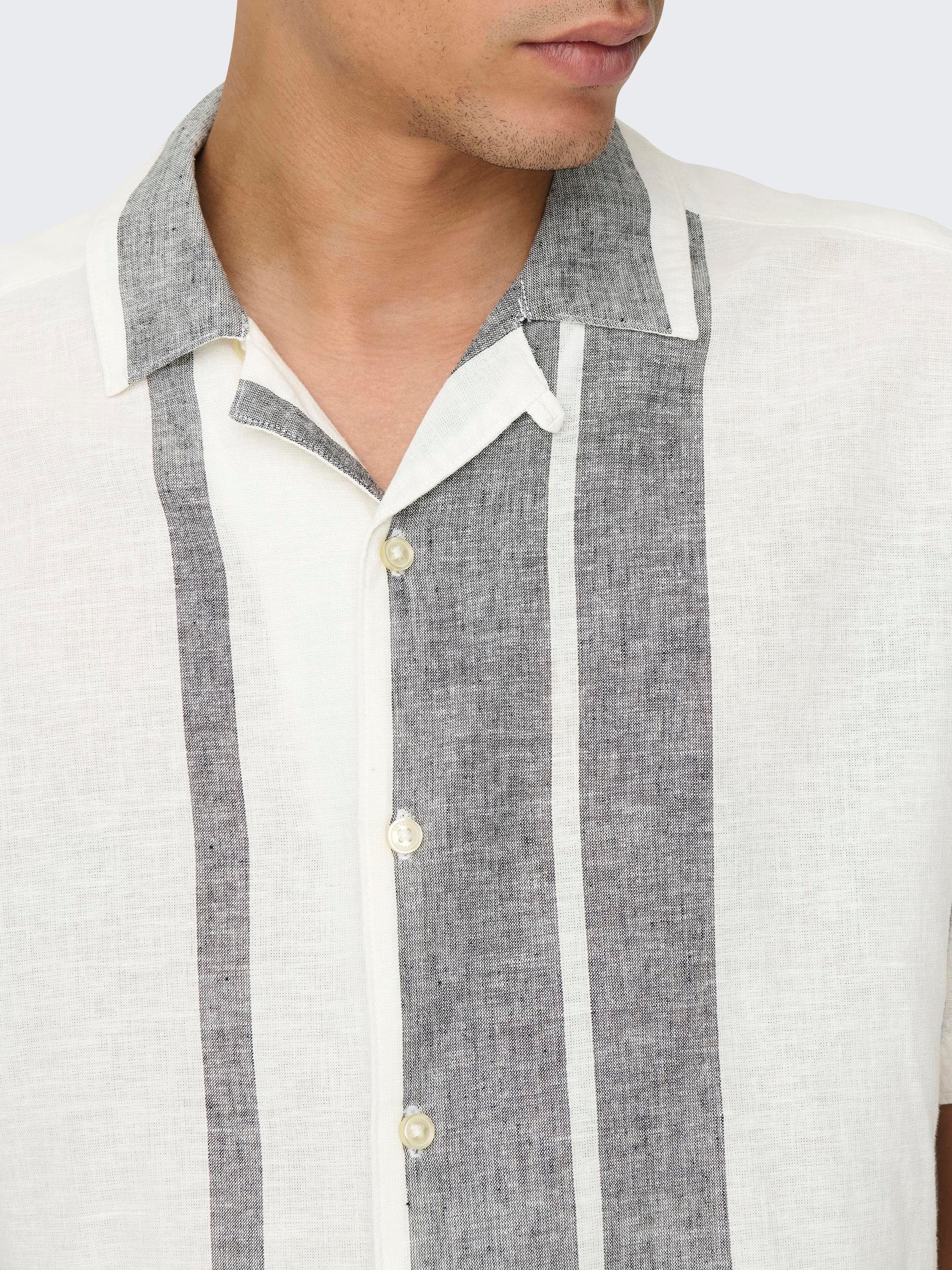 ONLY & SONS Overhemd met korte mouwen ONSCAIDEN SS STRIPE LINEN RESORT NOOS