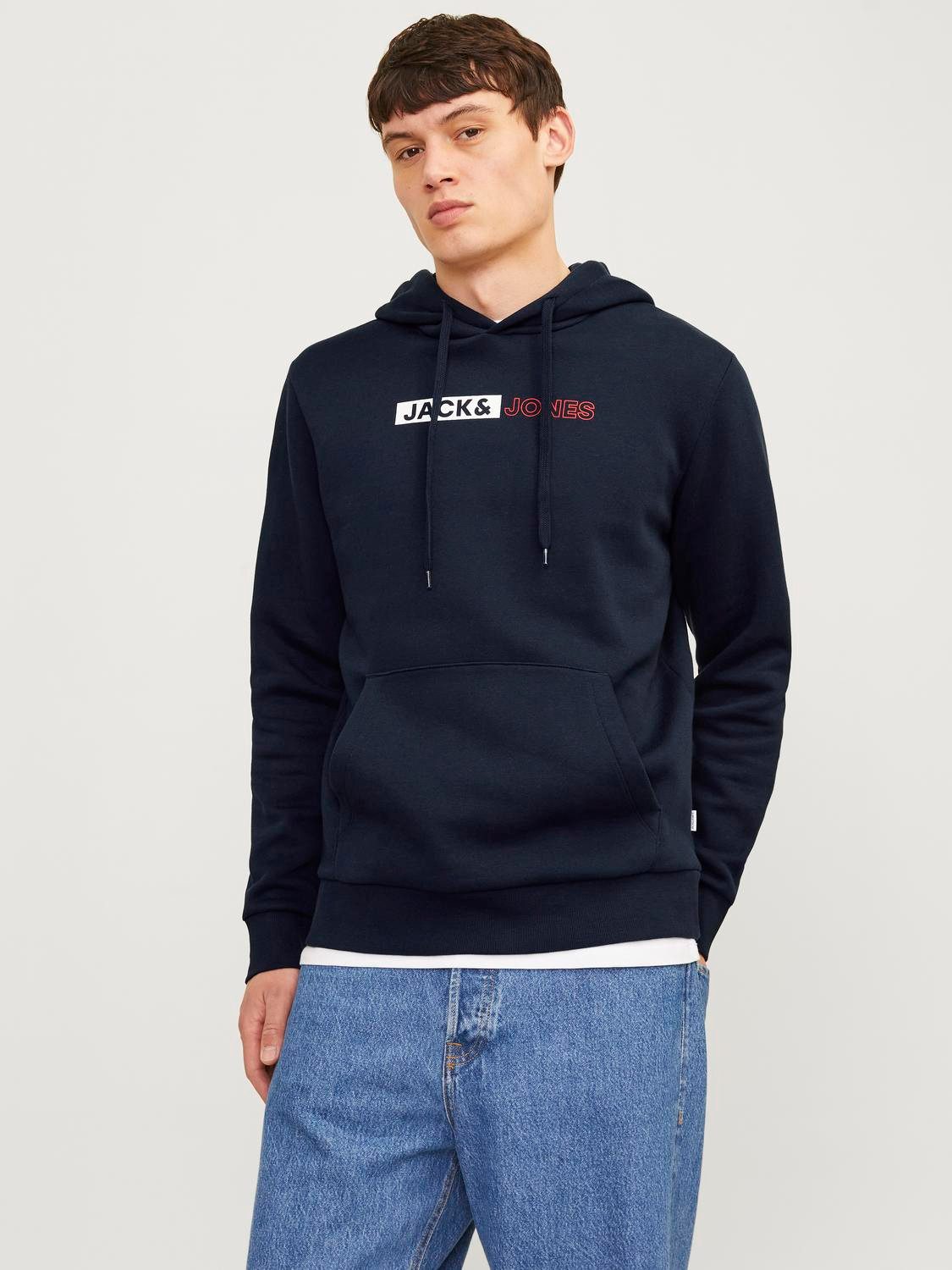 Jack & Jones Hoodie JJECORP LOGO SWEAT HOOD PLAY NOOS heren hoodies maat L blauw