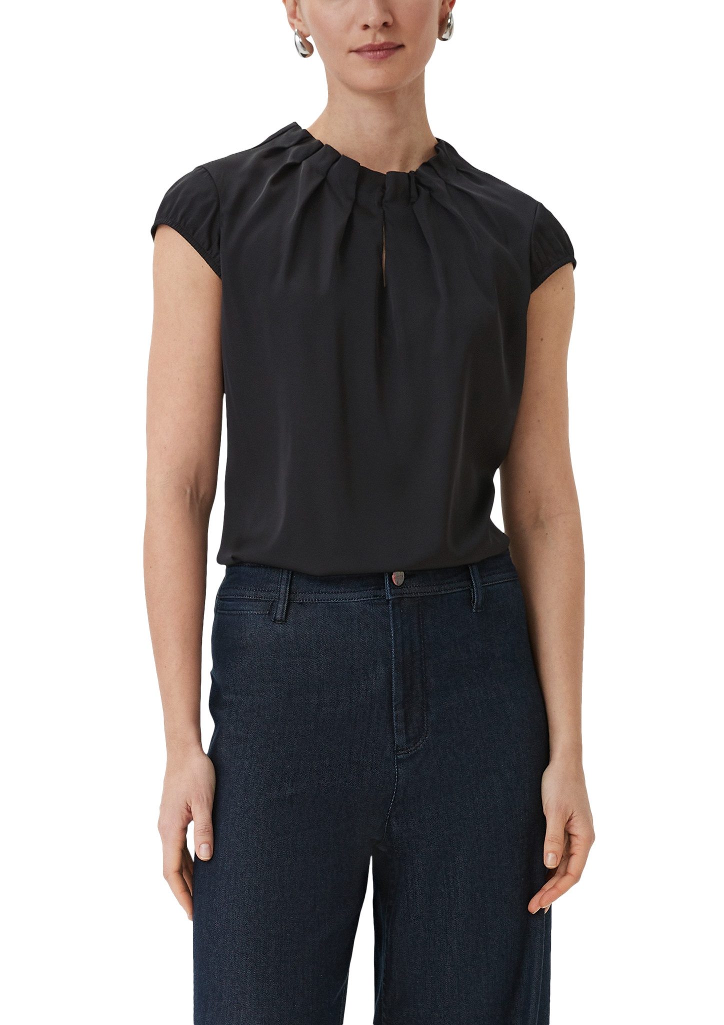 NU 20% KORTING: Comma Satijnen blouse met ruches