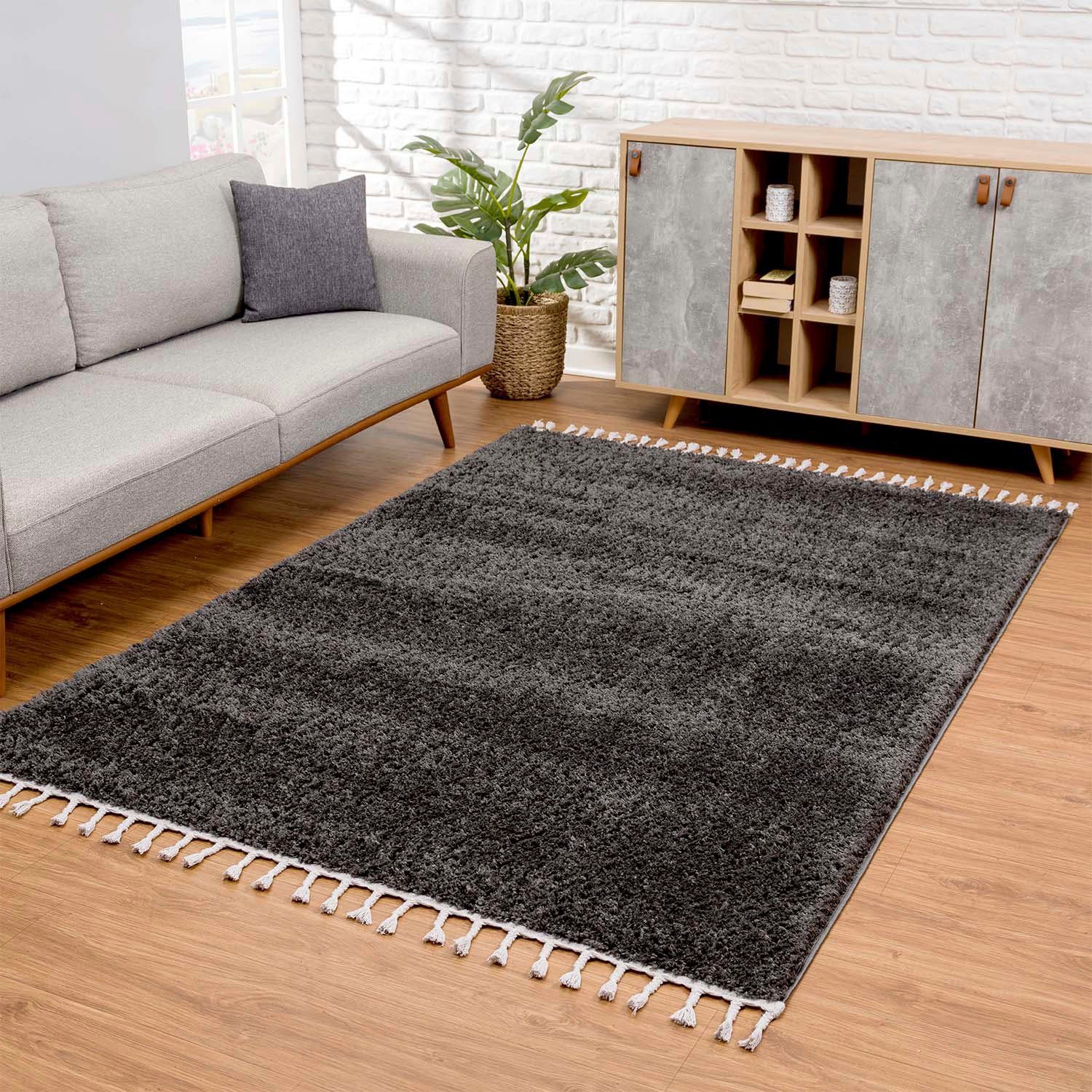 Carpet City Hoogpolig vloerkleed Pulpy 100 moderne vloerkleden maat 240x340 cm grijs