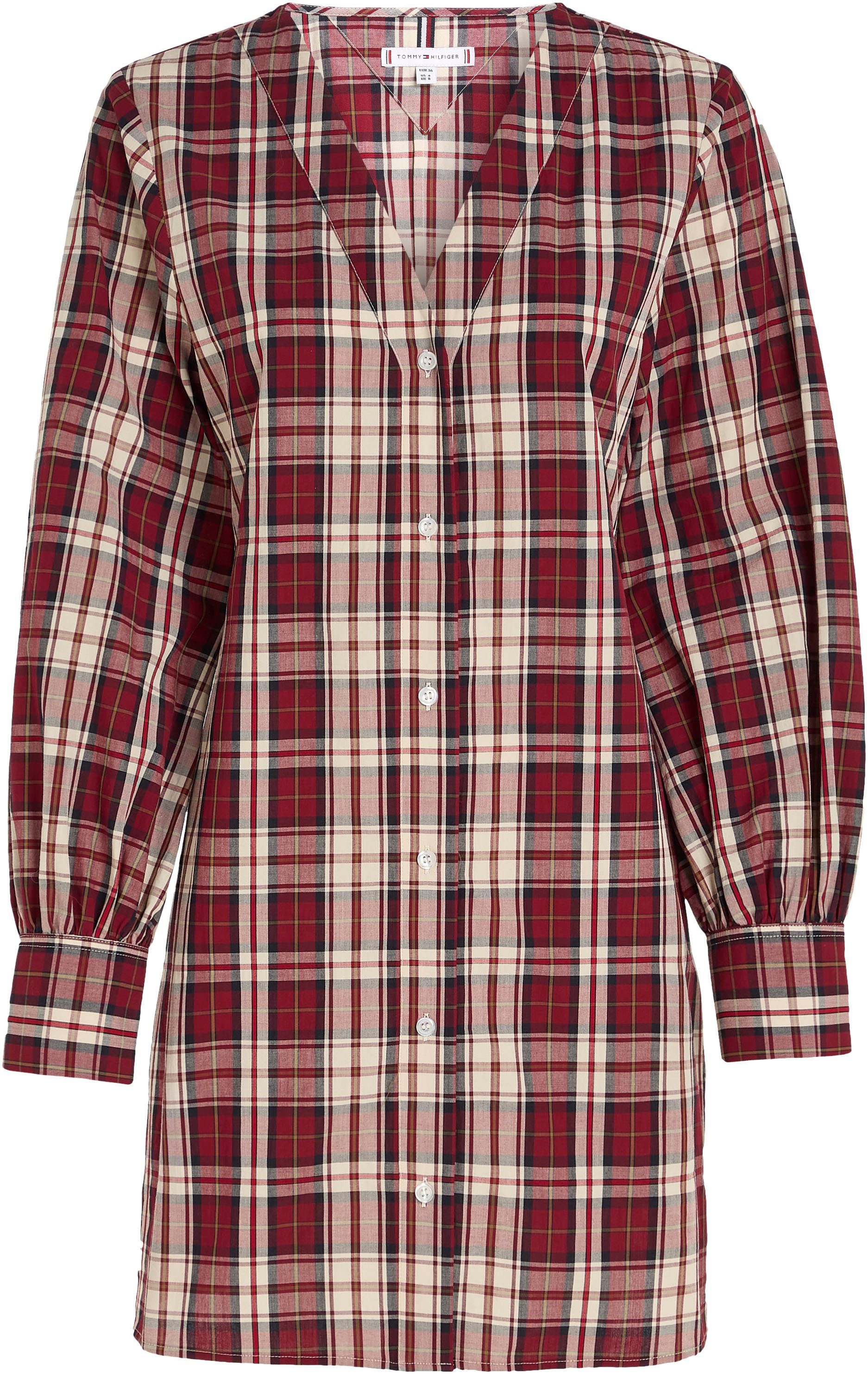 Tommy Hilfiger Blousejurk TARTAN CO V-NECK SHIRT DRESS