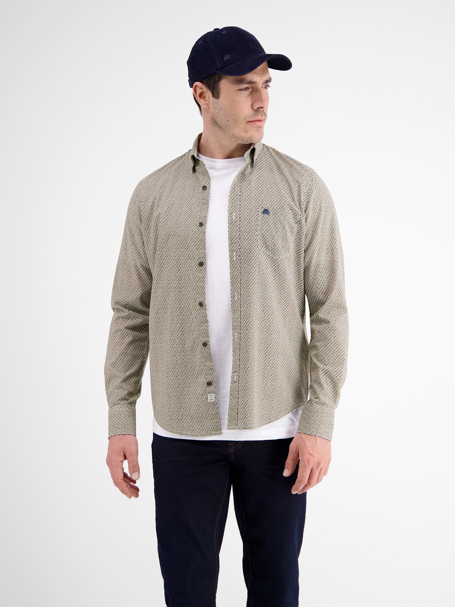 Lerros Overhemd met lange mouwen LERROS poplin overhemd met visgraatpatroon