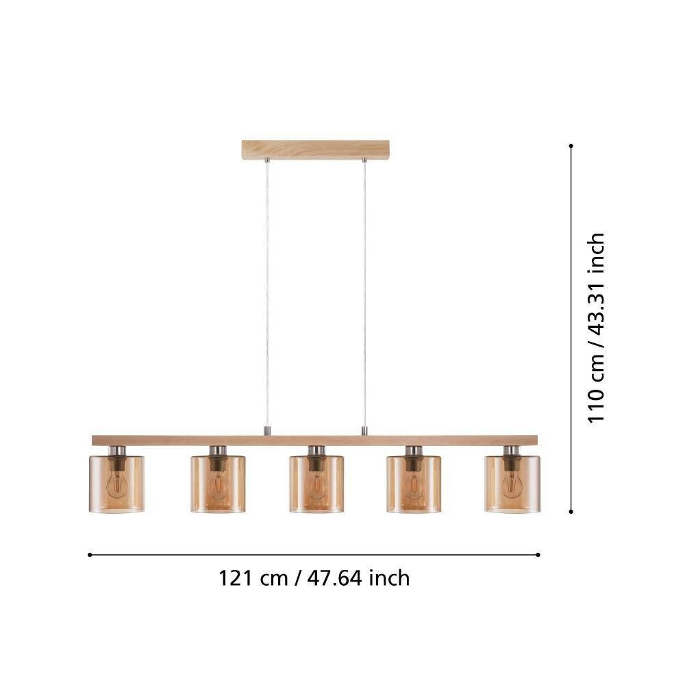 EGLO Hanglamp CASTRALVO Hanglamp, eetkamerlamp, E27 fitting, 121 cm, FSC gecertificeerd (1 stuk)