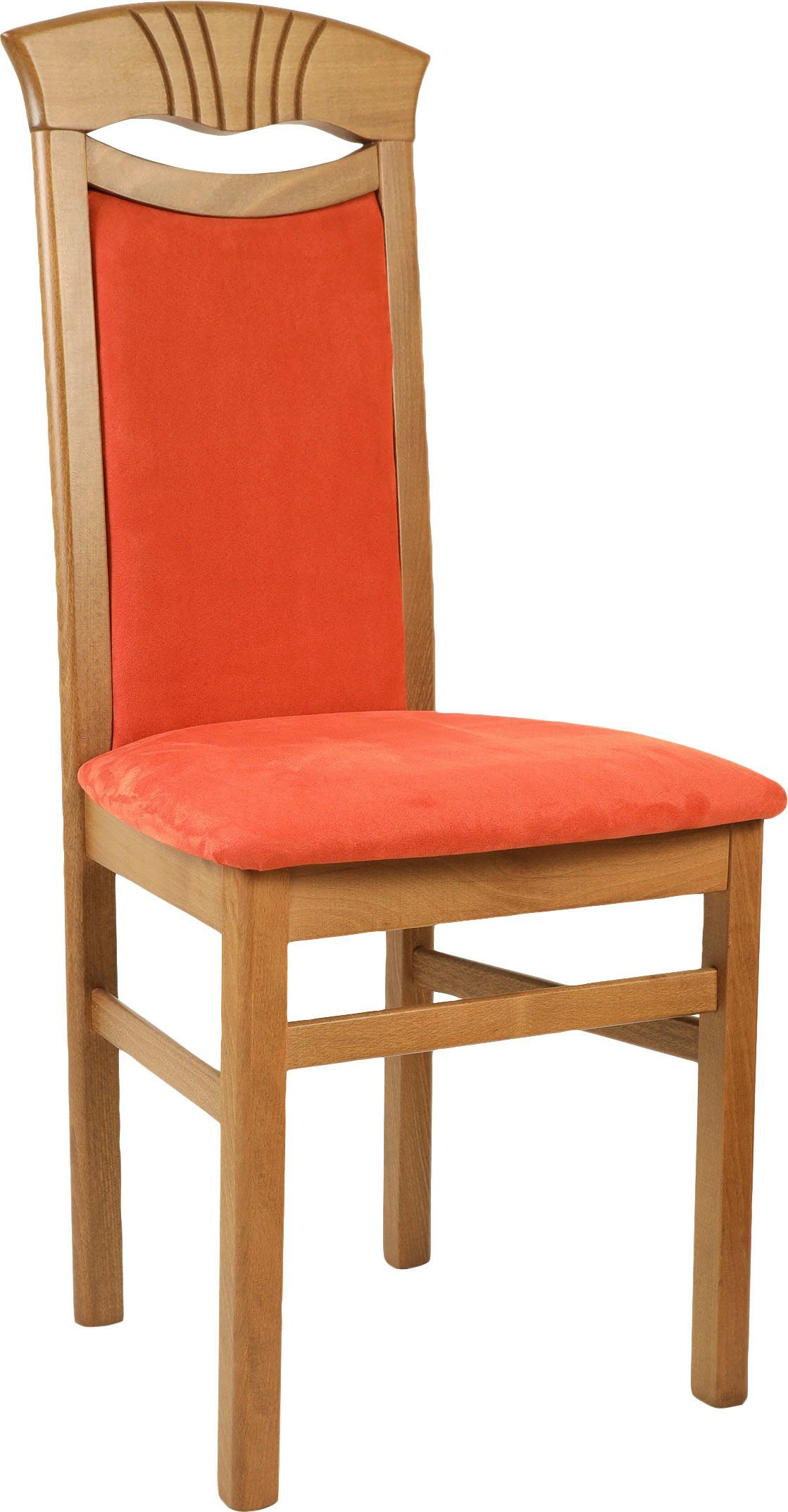 Home affaire Eetkamerstoel Franz slijtvast microvezel, onderstel beuken naturel of wit, houten stoel (set, 2 stuks)