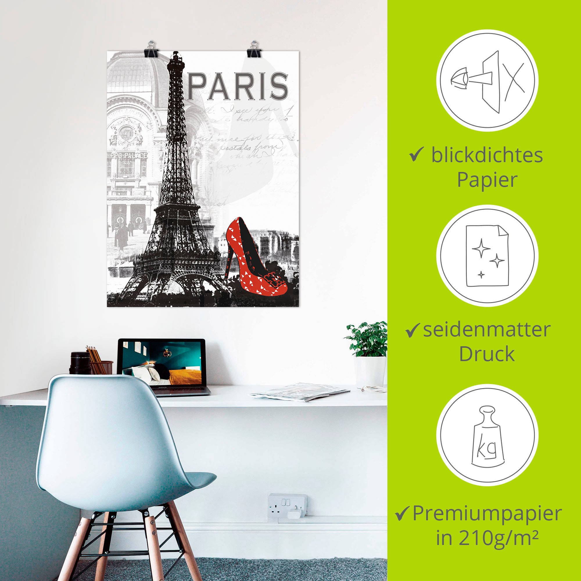 Artland Artprint Parijs - chic als artprint van aluminium, artprint voor buiten, artprint op linnen, poster, muursticker
