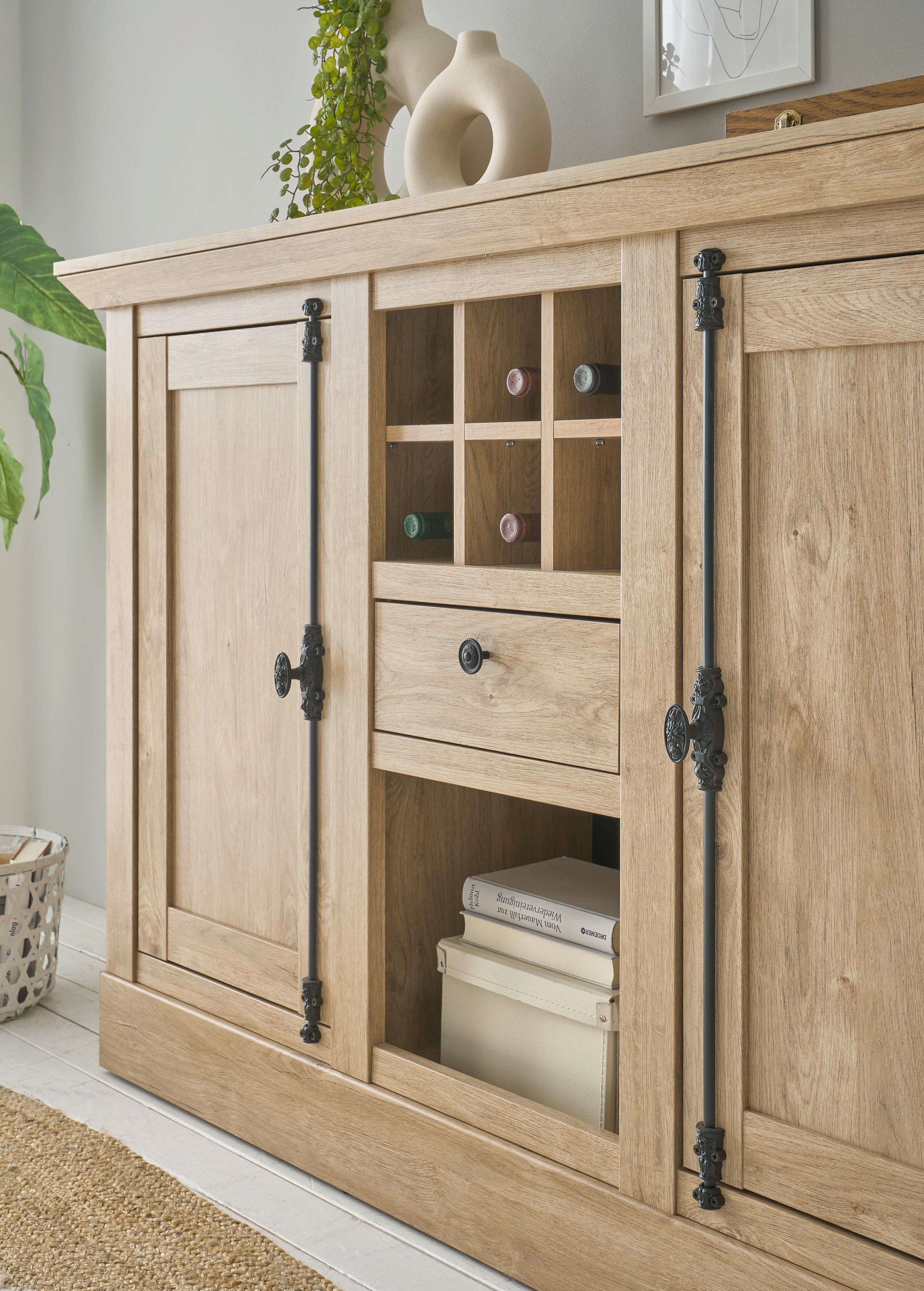 Home affaire Highboard Cornwall, commode in landelijke stijl, kast, sideboard, eiken decor (1 stuk)