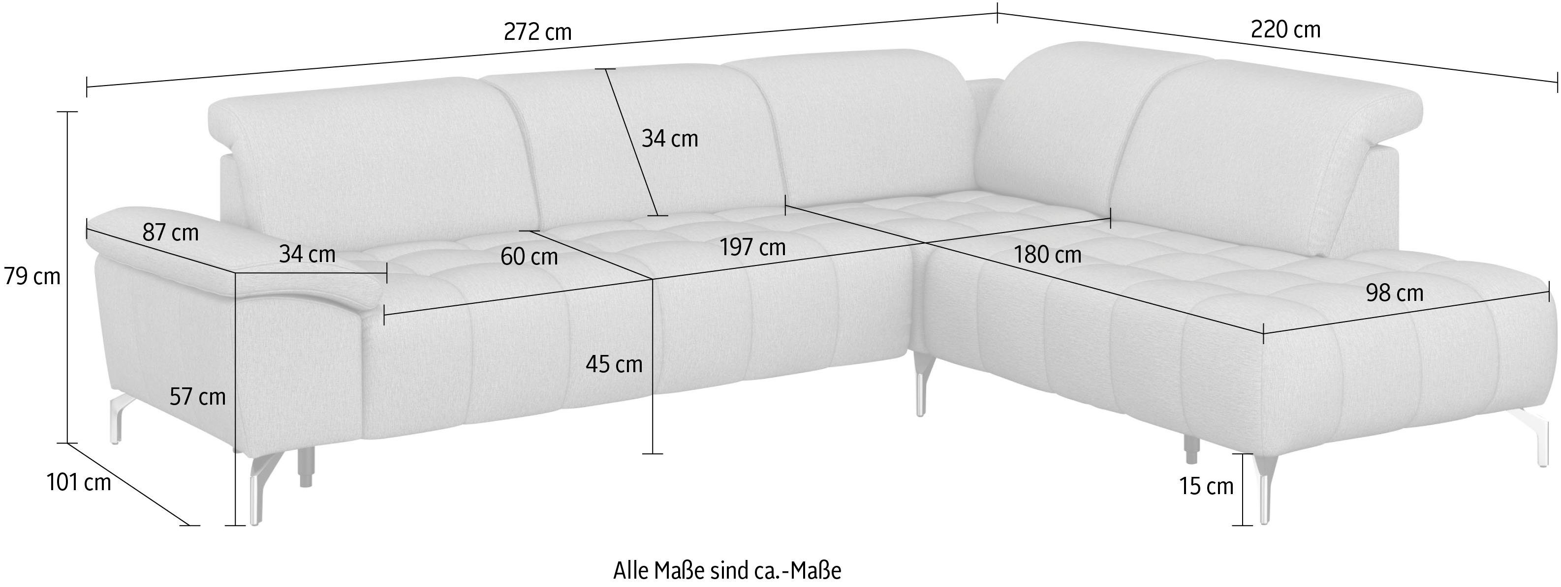 sit&more Hoekbank Cool L-vorm naar keuze met verstelbare hoofdsteun en uittrekzitting, motorisch