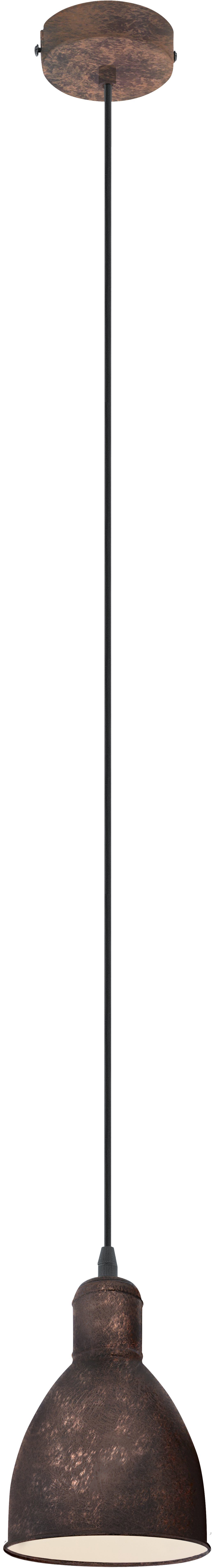 EGLO Hanglamp PRIDDY 1 koperkleur-antiek / ø15,5 x h110 cm / lamp van staal / vintage