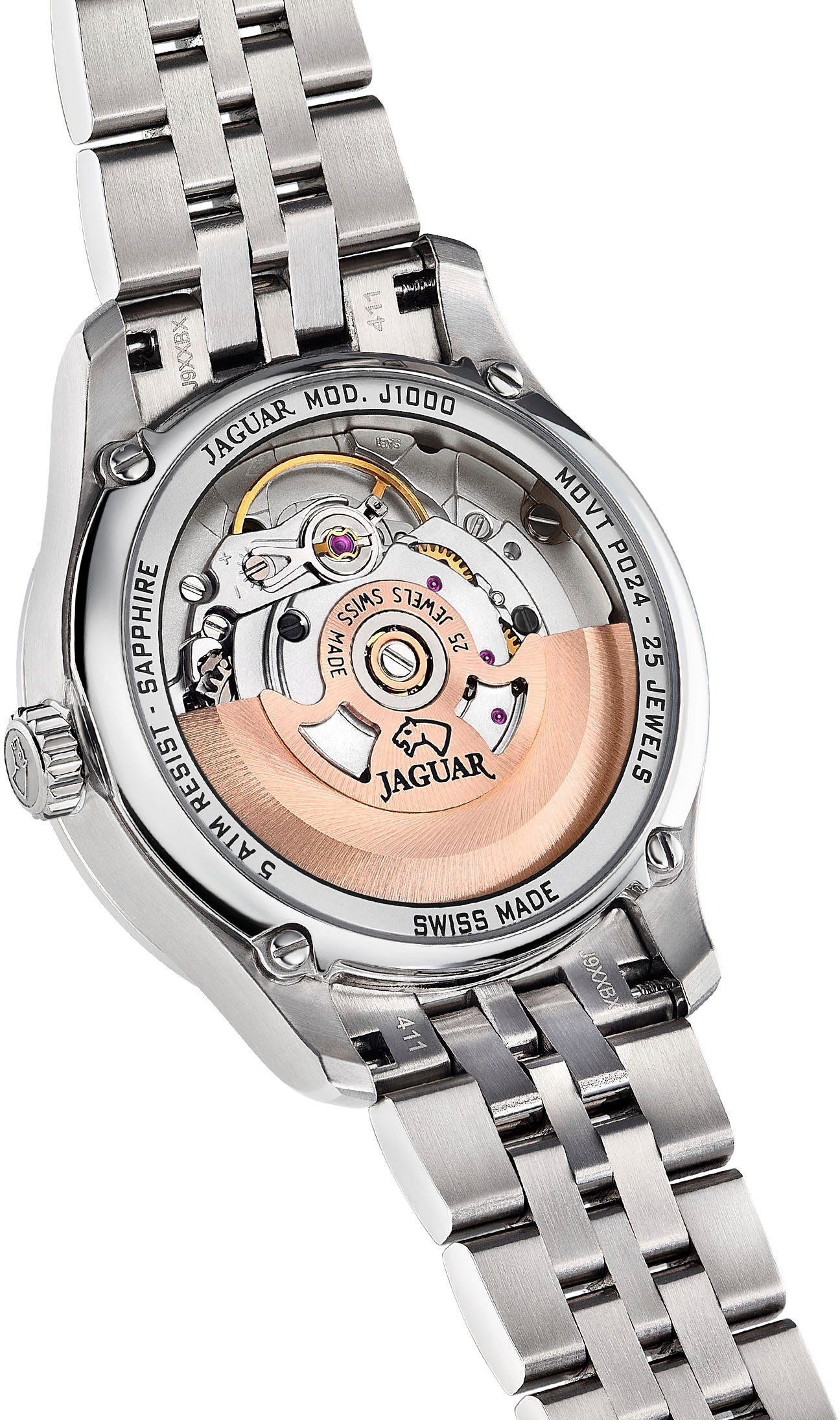 Jaguar Automatisch horloge Polshorloge, dameshorloge, Swiss Made, roestvrijstalen armband, saffierglas