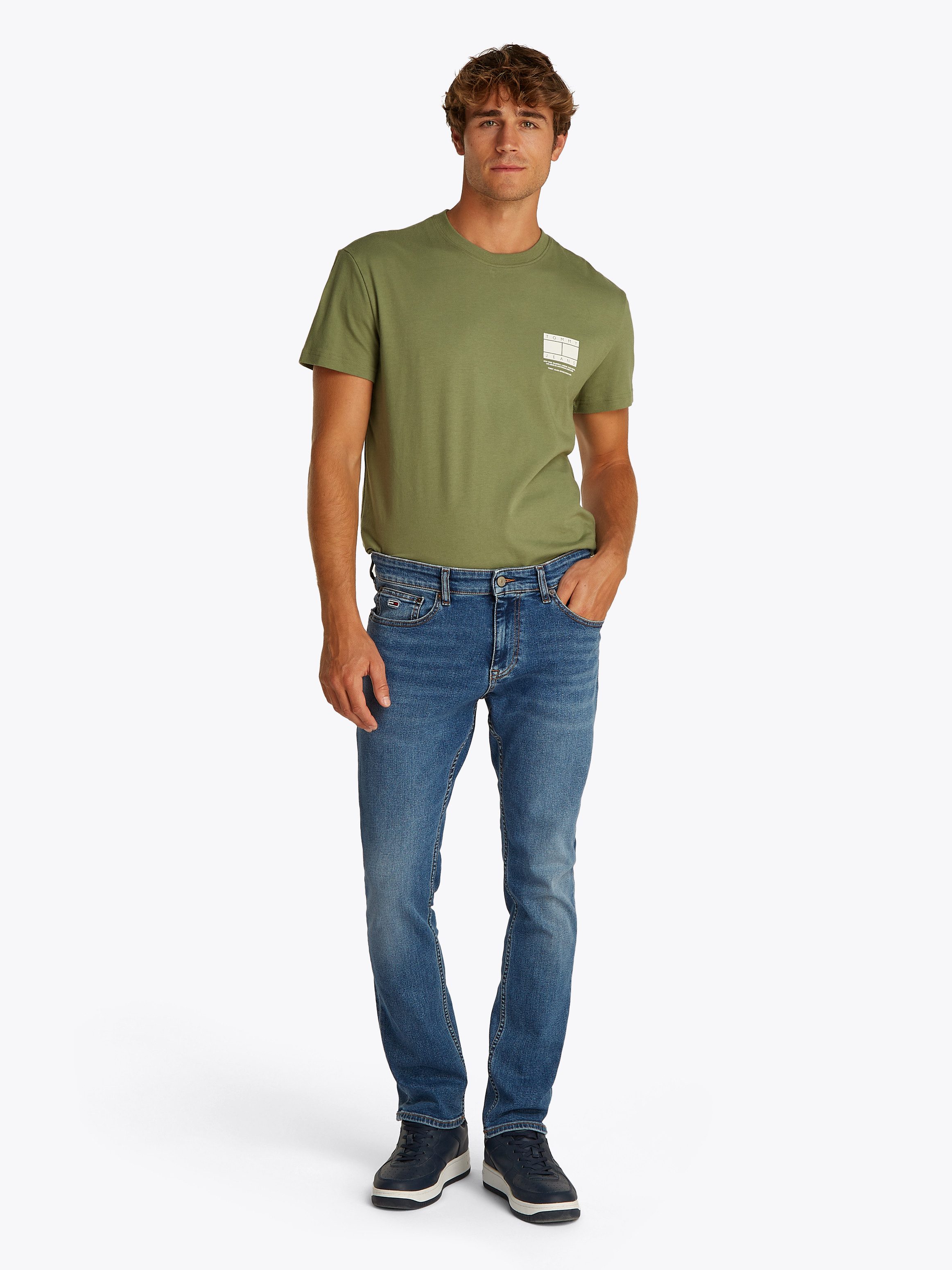 TOMMY JEANS Straight jeans SCANTON SLIM BI0234 Met merkenlabel van leer achter