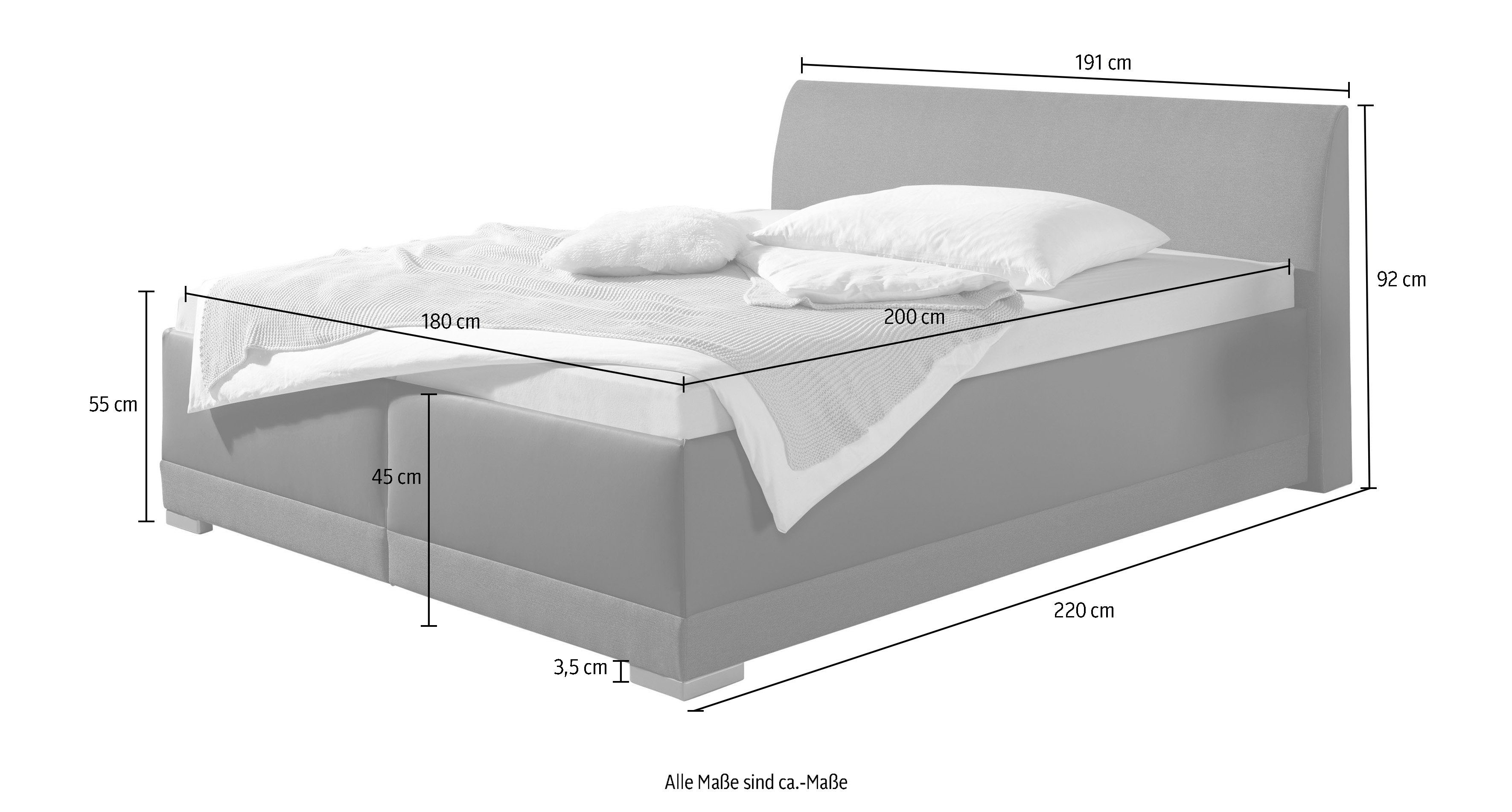 Maintal Gestoffeerd bed Makana met bedlade, ook beschikbaar in h4