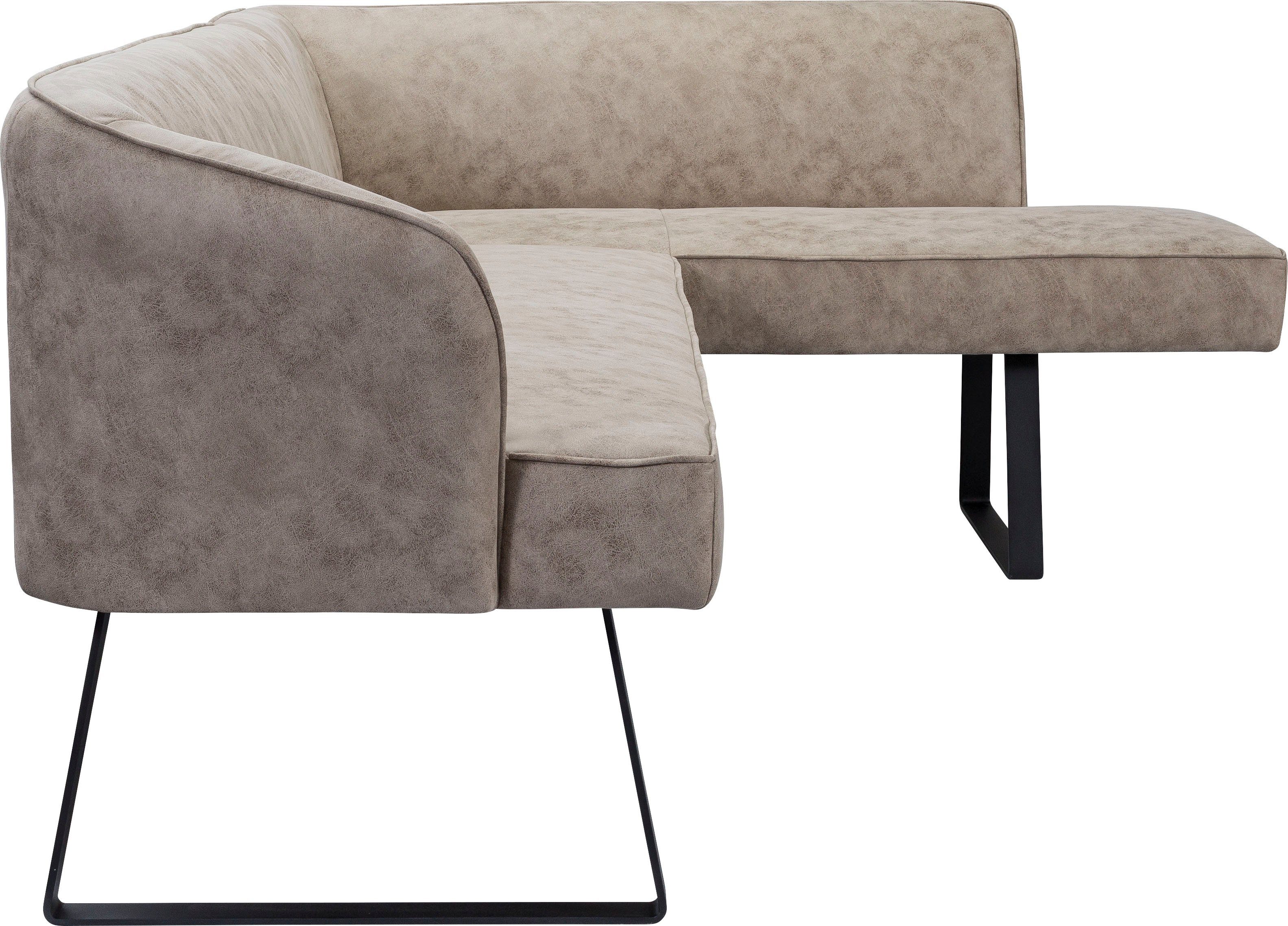 exxpo - sofa fashion Hoekbank Americano met opstaande naad en metalen poten, bekleding in verschillende kwaliteiten