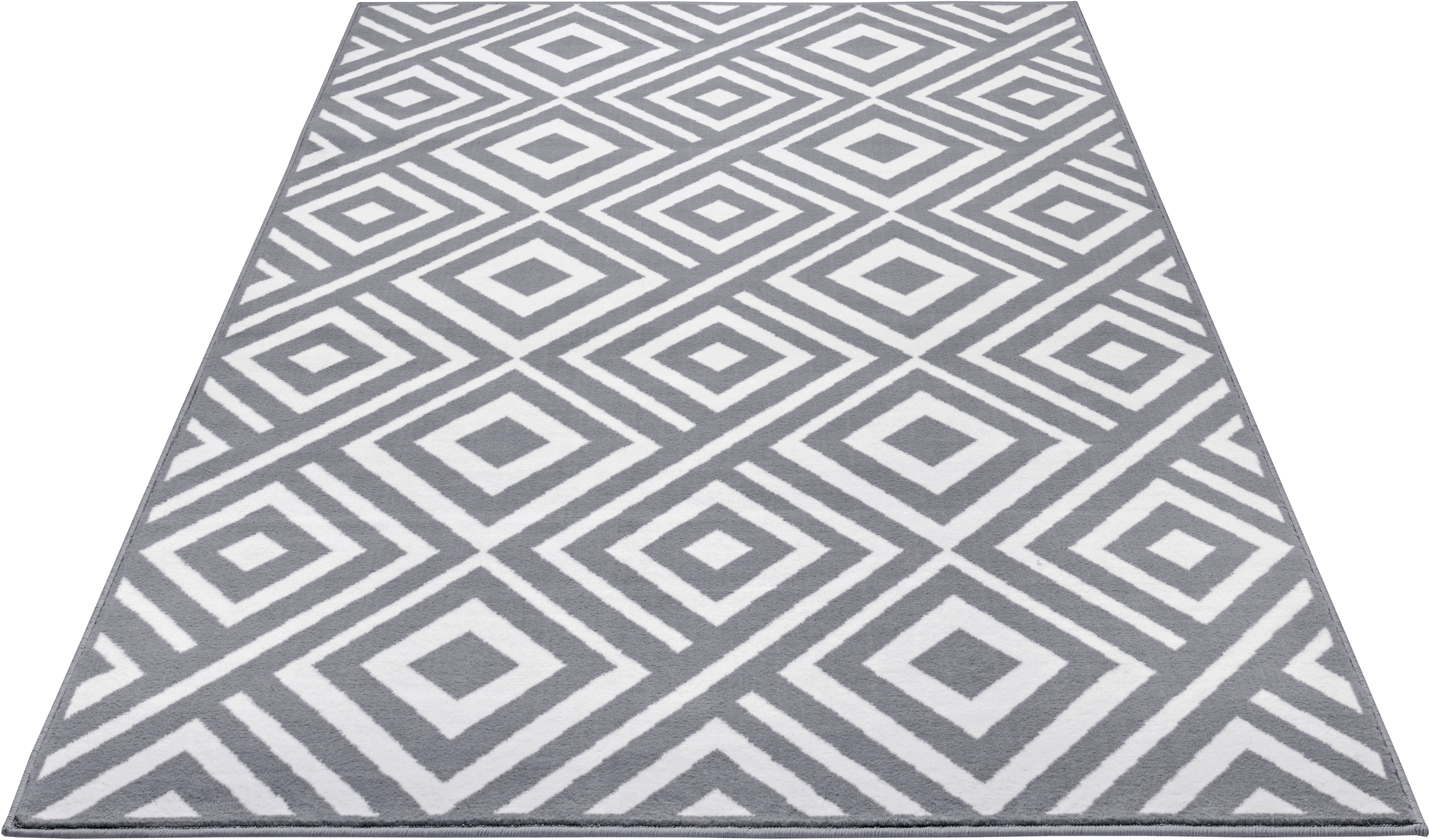 Design vloerkleed ruiten Art - grijs/wit 200x290 cm