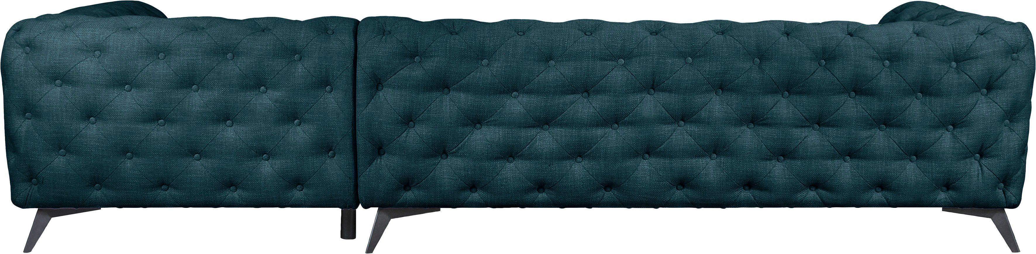 Leonique Chesterfield-bank Glynis L-vorm luxueuze capitonnage, moderne chesterfield look, kleur van de poten ter keuze