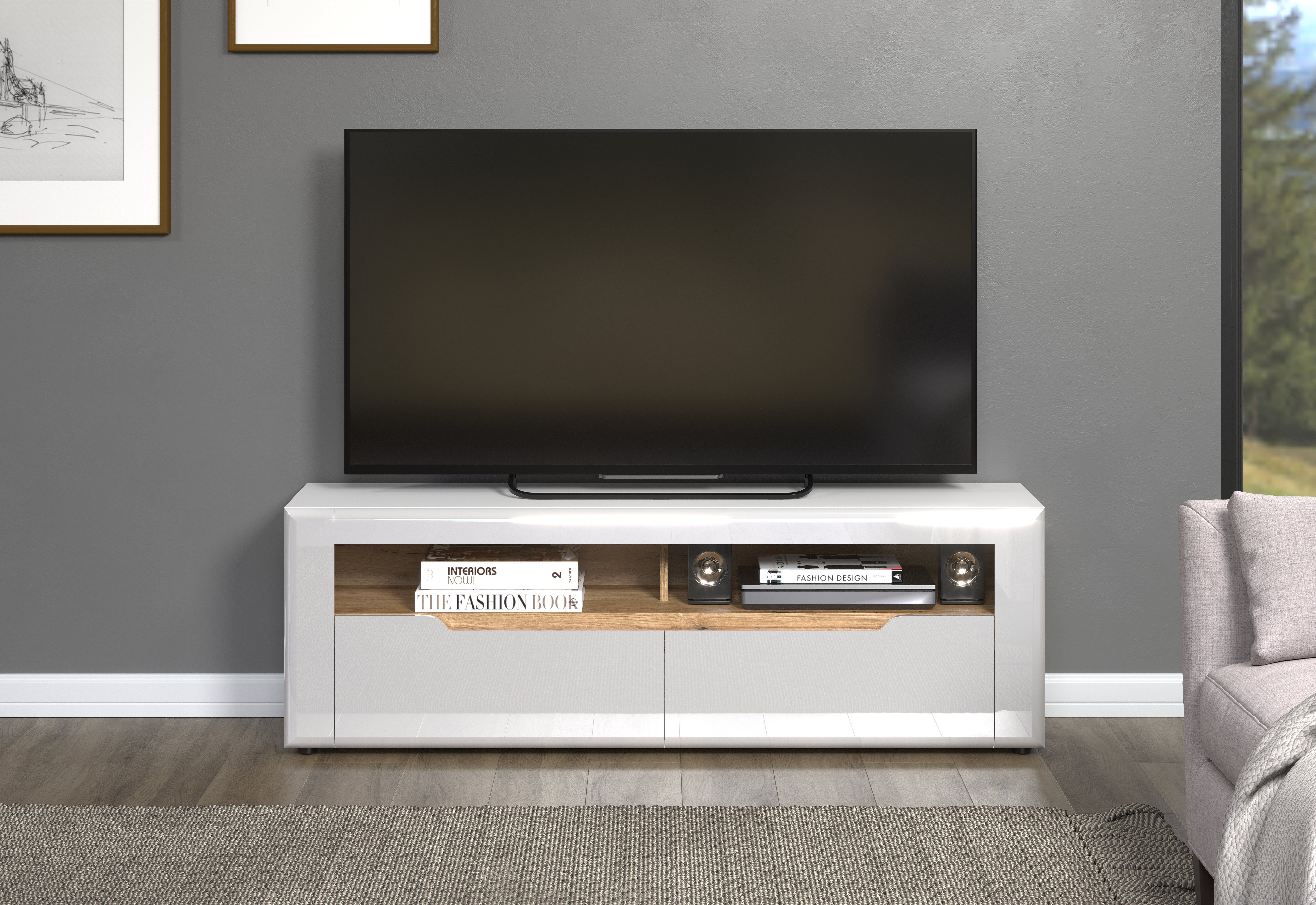 INOSIGN Tv-meubel Graz TV-kast Grifflos TV-lage kast, breedte 150 cm (1 stuk)