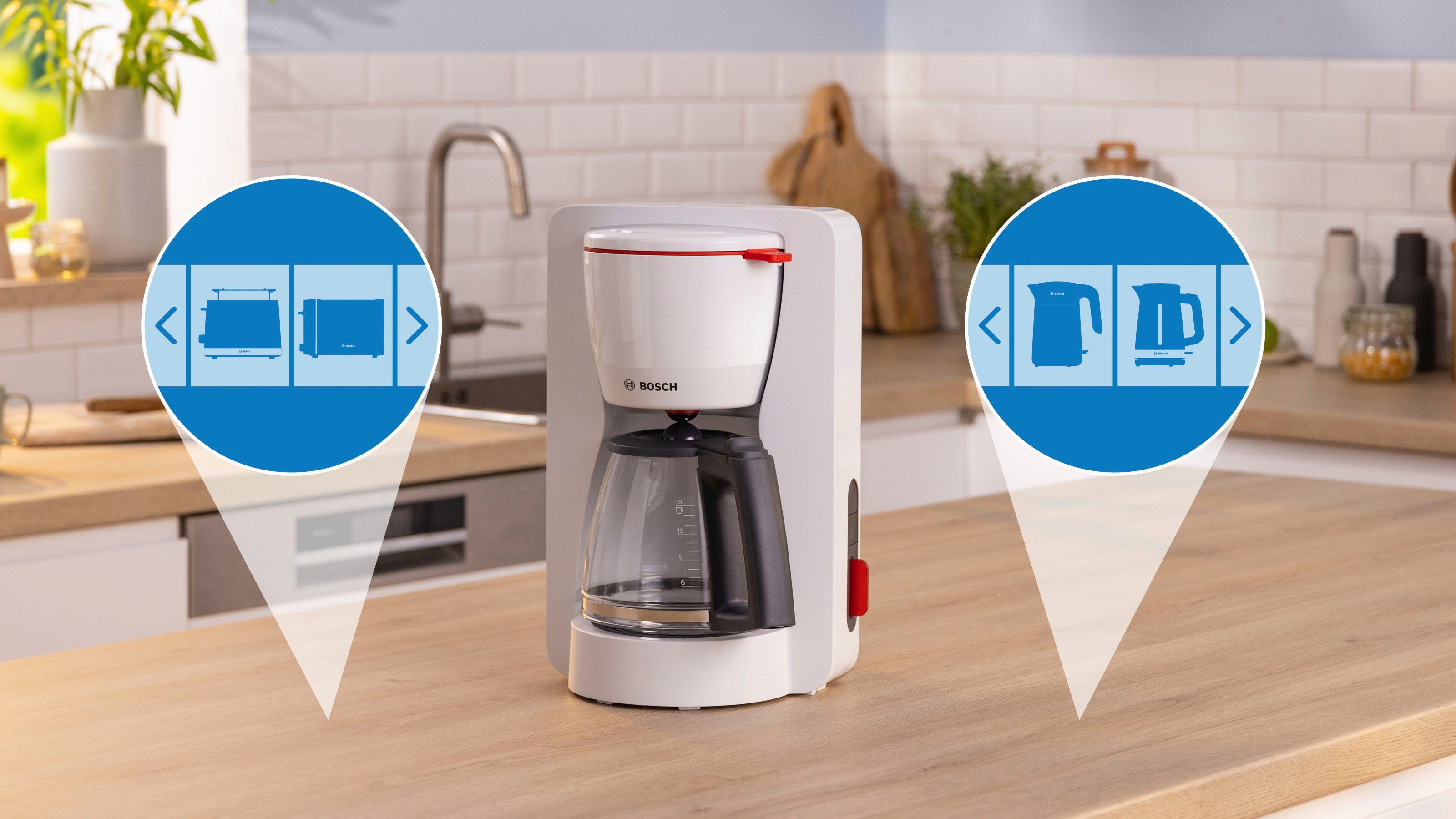 BOSCH Filterkoffieapparaat MyMoment TKA3M131, 1,25 l, 60min warmhoudfunctie, aroma intense, ontkalkingsprogramma, 1200 w
