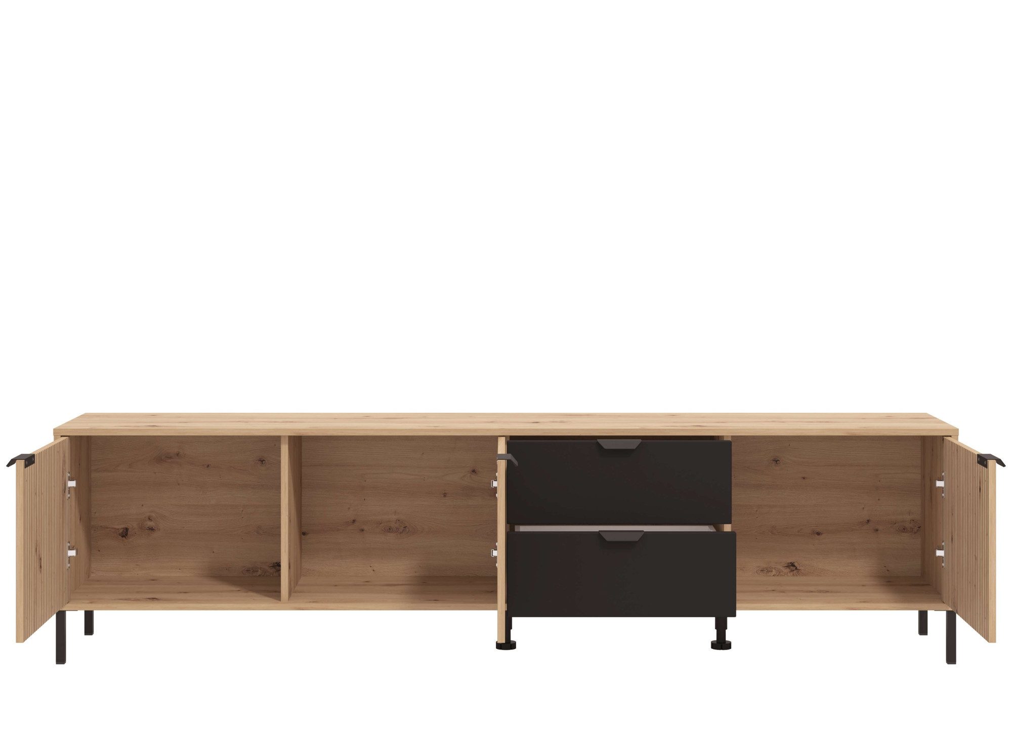 Home affaire Tv-meubel Mayenne TV-Lowboard, Breedte 208 cm Kast met 3 deuren in groeflook, 2 lades