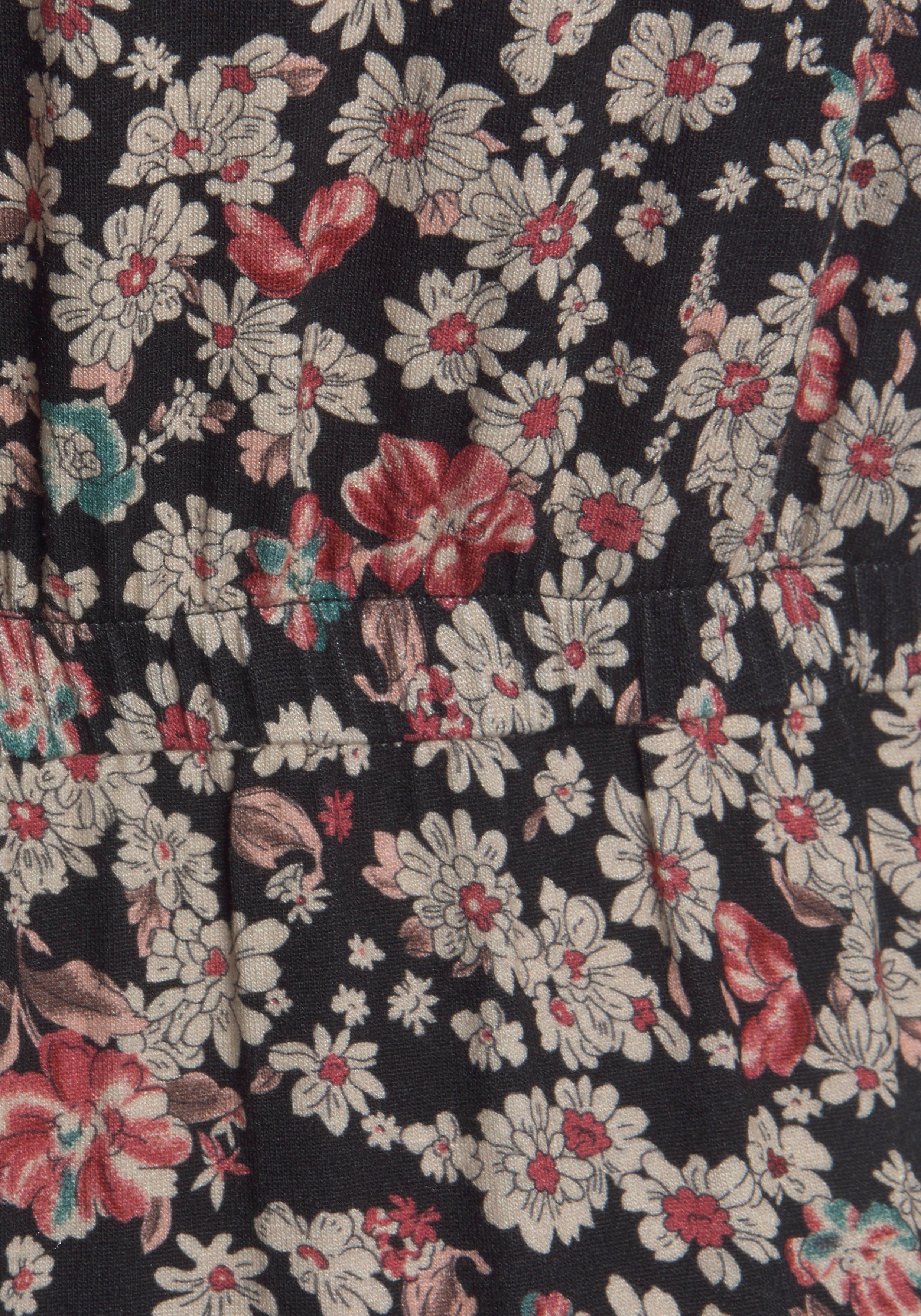 Lascana Jerseyjurk met bloemenprint en lange mouwen, mini jurk, zomerjurk