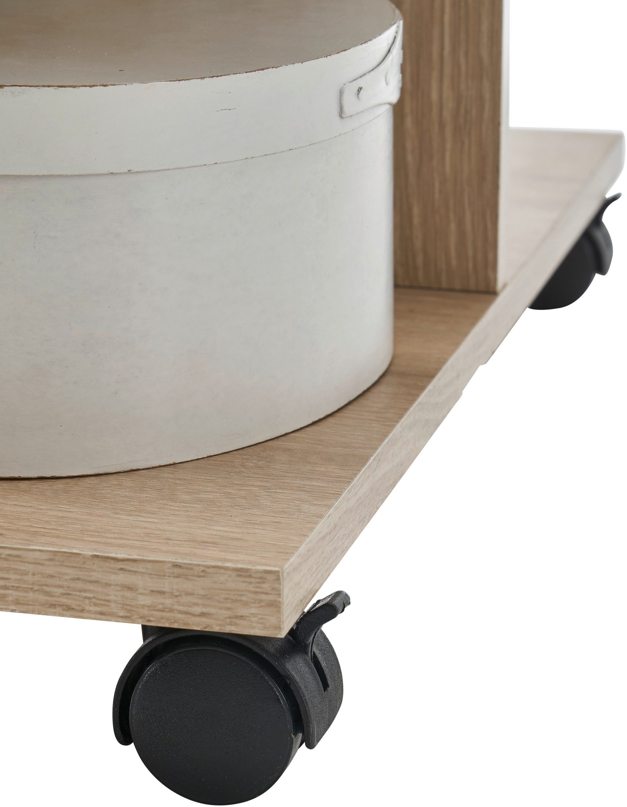 Stolkom Salontafel Marti met wielen en planken, Rima eik wit, BxHxD 110x42,5x60 cm