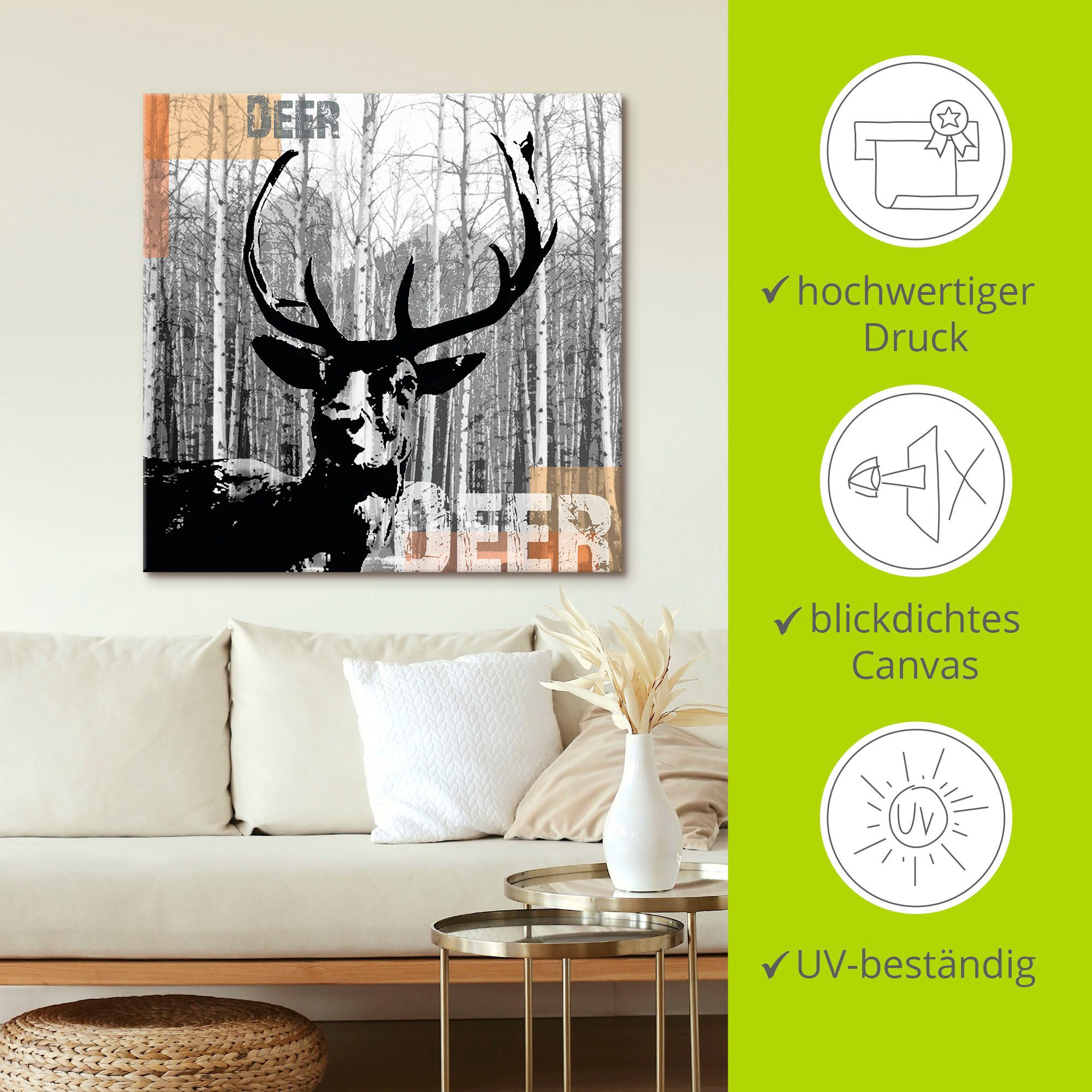 Artland Artprint Edelhert collage als artprint op linnen, poster, muursticker in verschillende maten