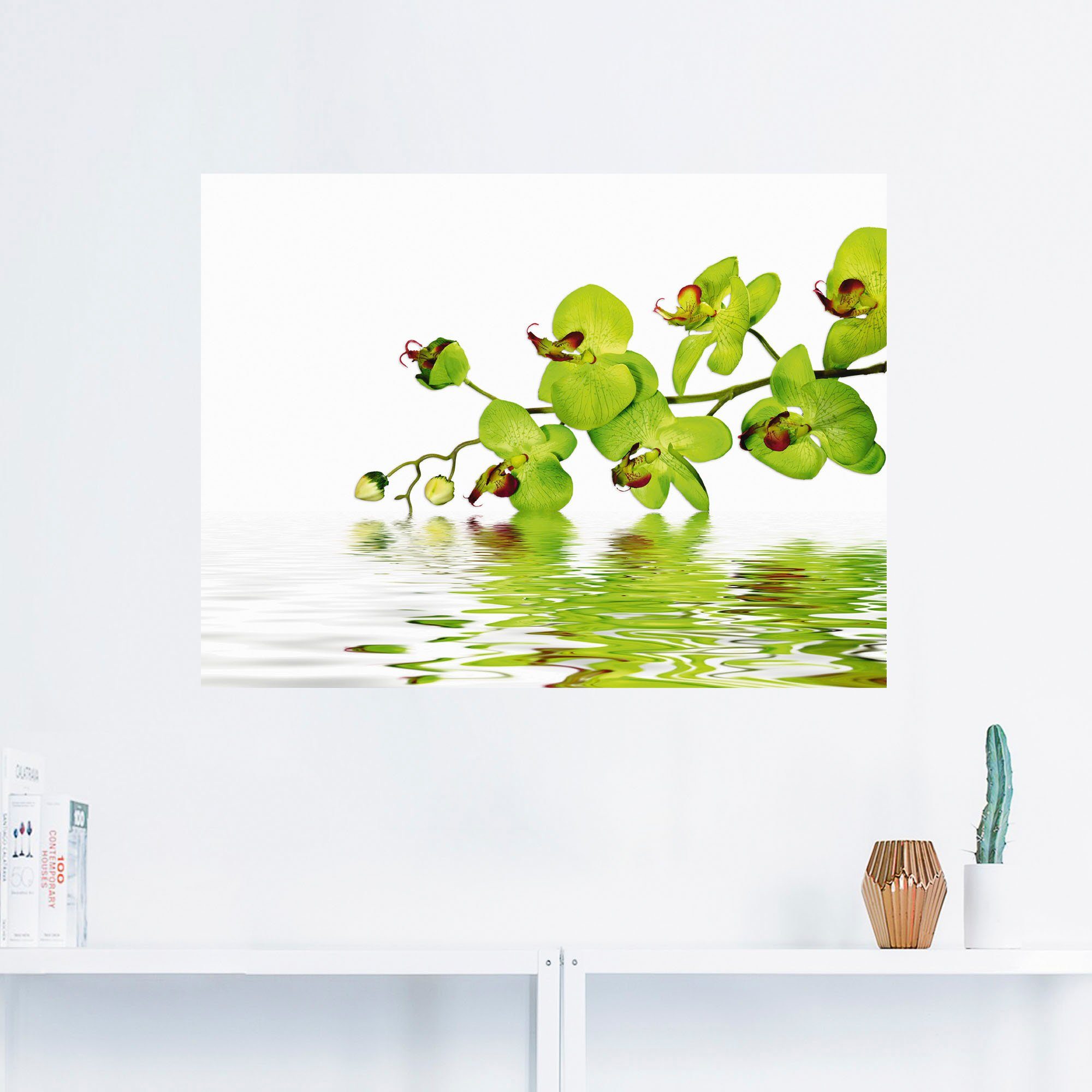 Artland Artprint Mooie orchidee met groene achtergrond als artprint op linnen, muursticker in verschillende maten