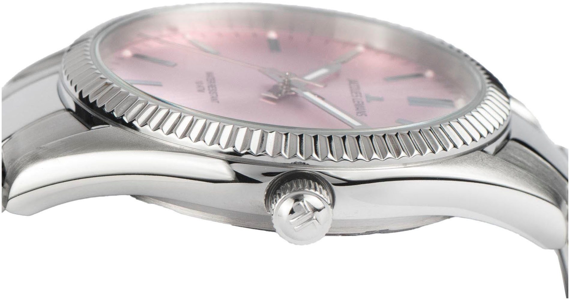 Jacques Lemans Kwartshorloge Derby Polshorloge, dameshorloge, datum, luminescerende wijzers, roestvrijstalen armband