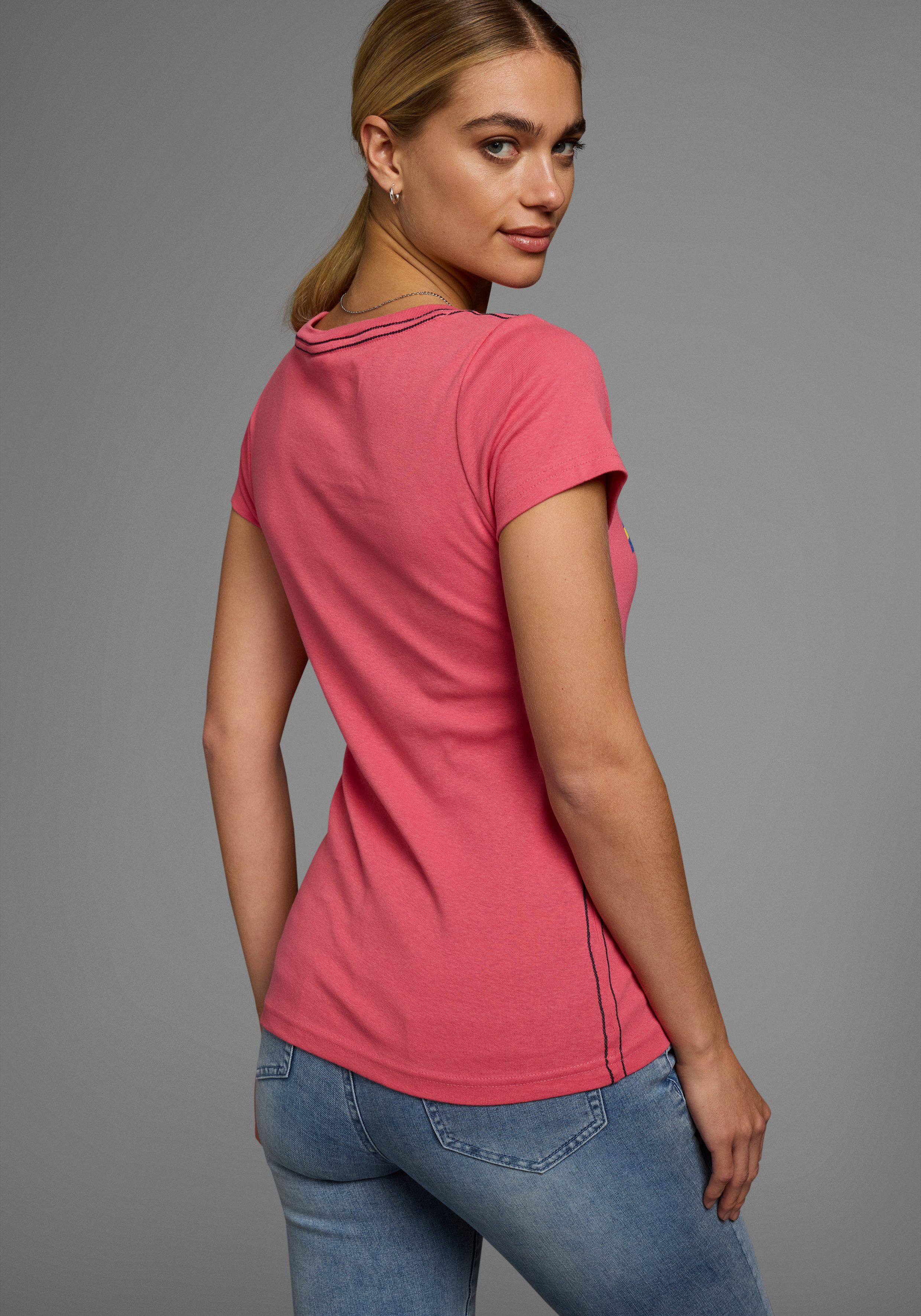 KangaROOS T-shirt Korte mouwen, effen en bedrukt, ronde hals (1-delig)
