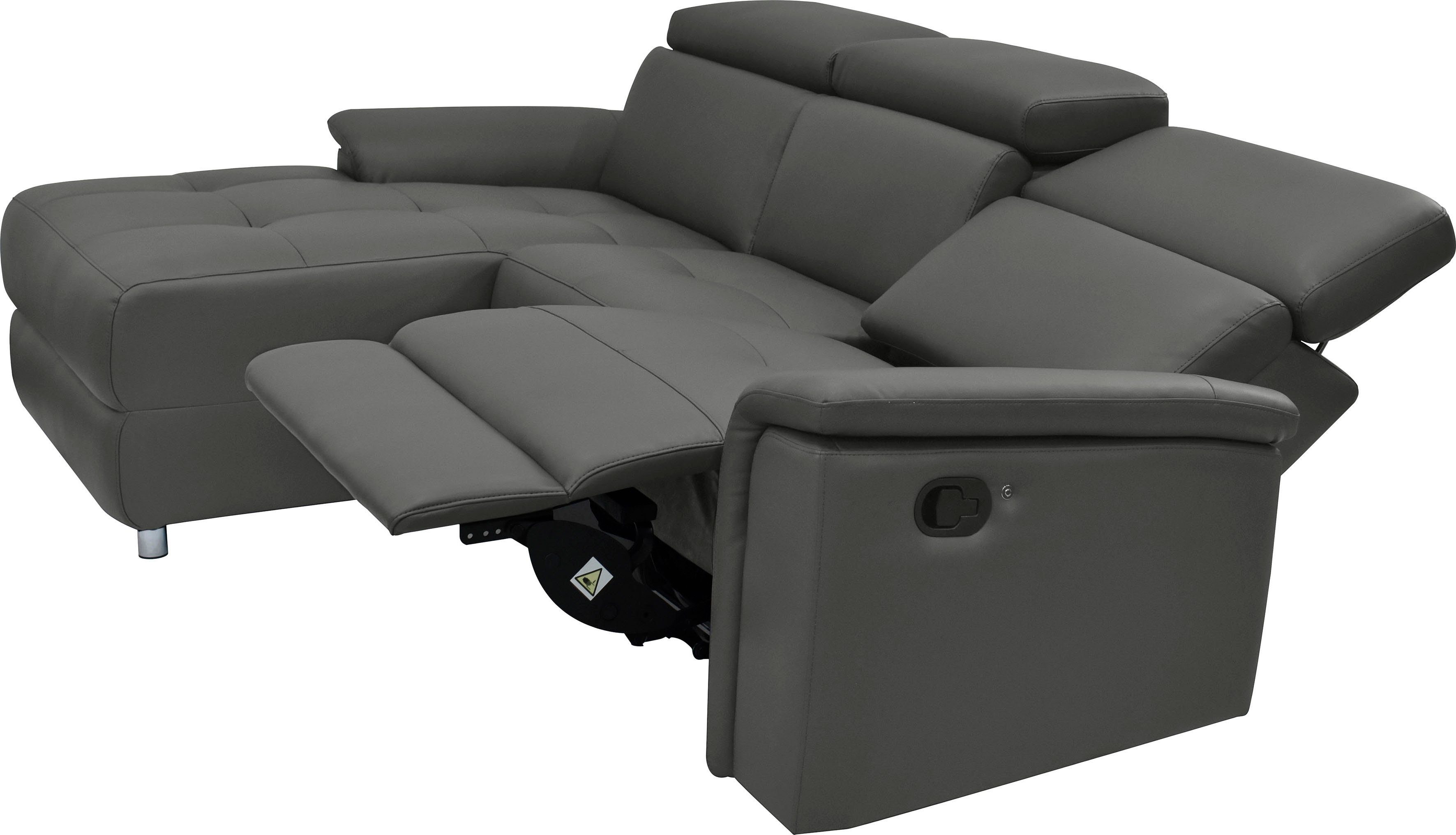 Places of Style Hoekbank Pareli, L-model, 259 cm, met récamier, echt leer, imitatieleer, weefstof