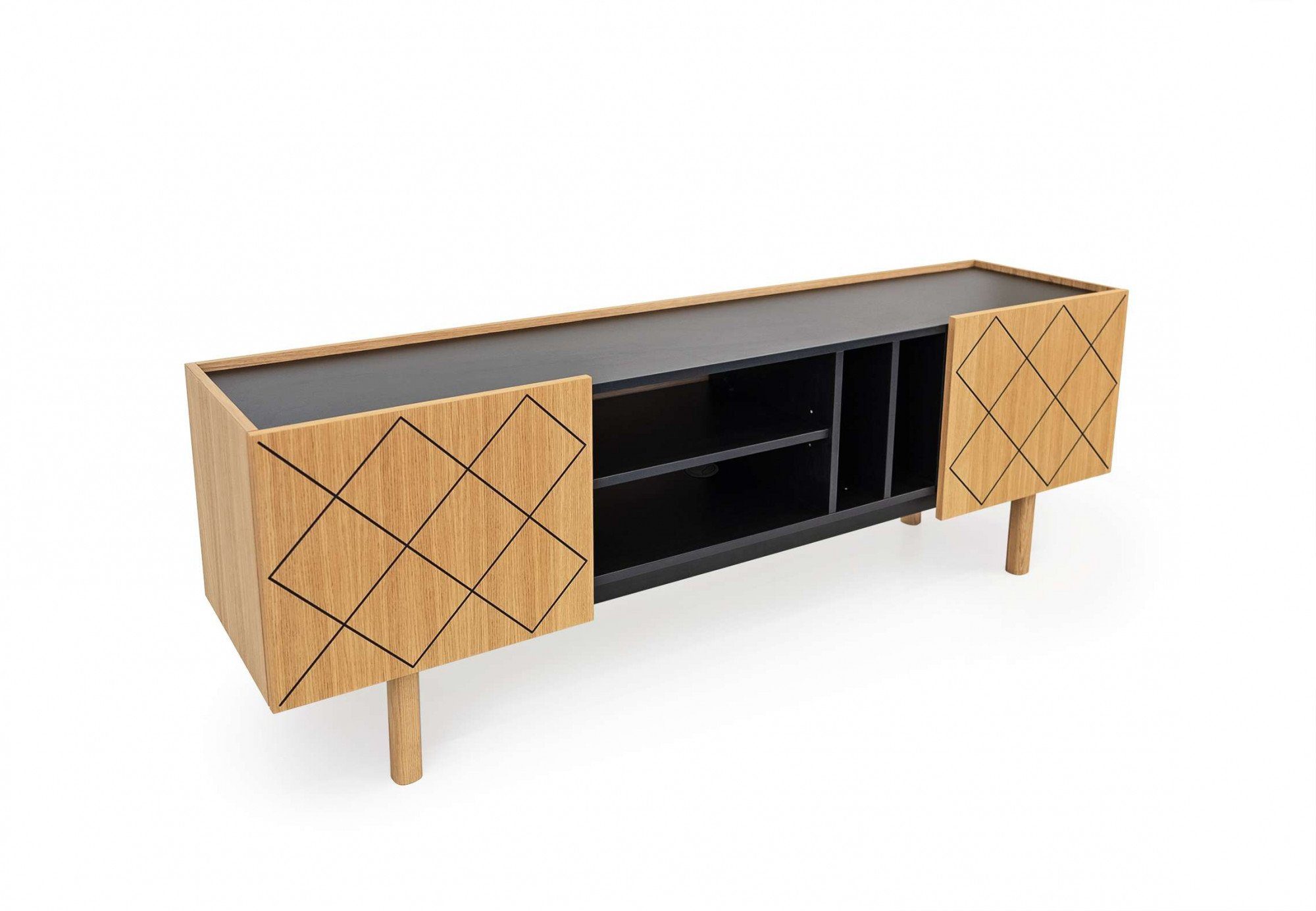 Woodman Dressoir PORTO Commode, decoratieve frezingen, met eikenhoutfineer, breedte 175 cm
