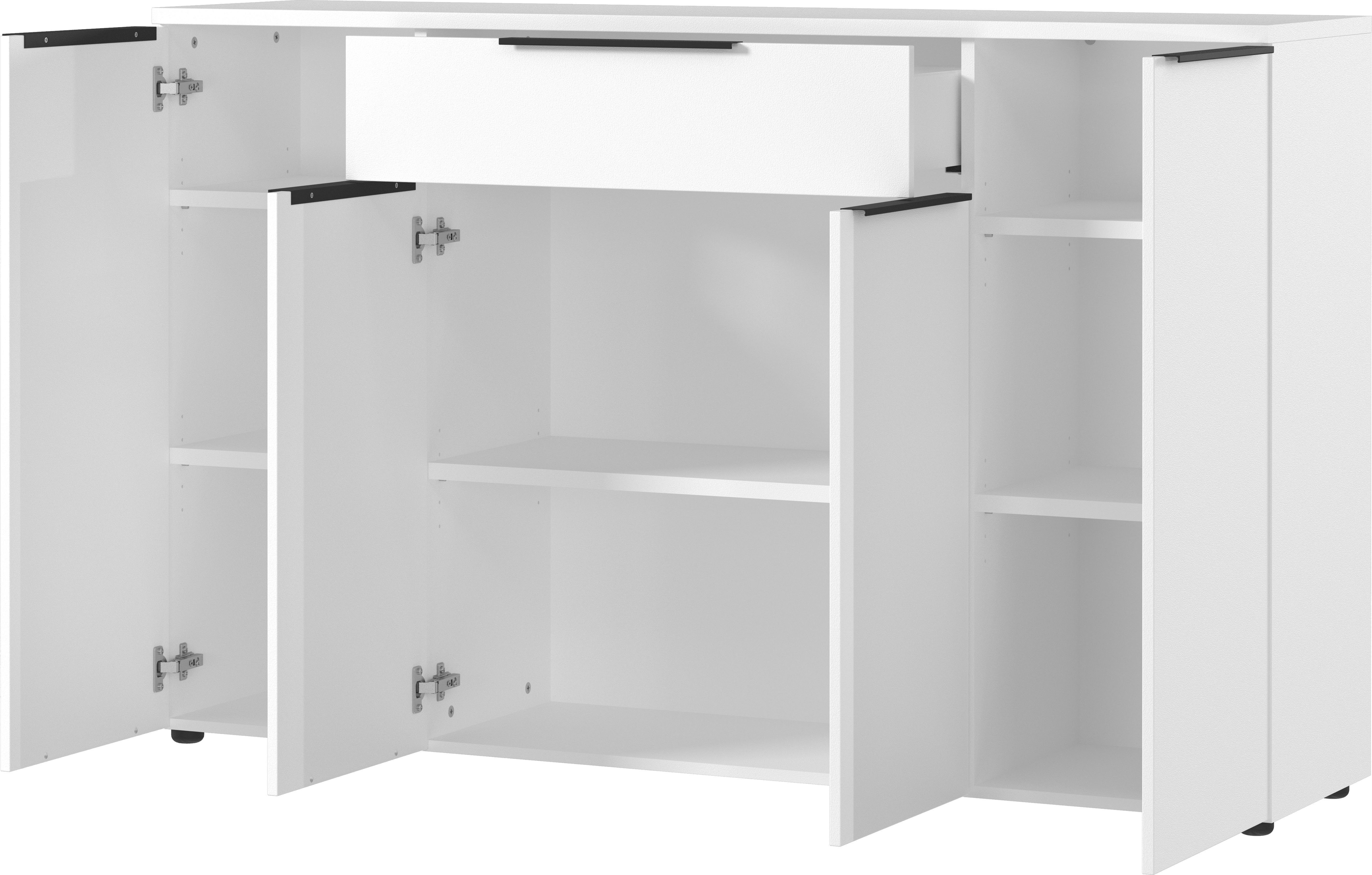 GERMANIA Dressoir Milaan Dressoir met een lade en 4 deuren, in grafiet & wit beschikbaar