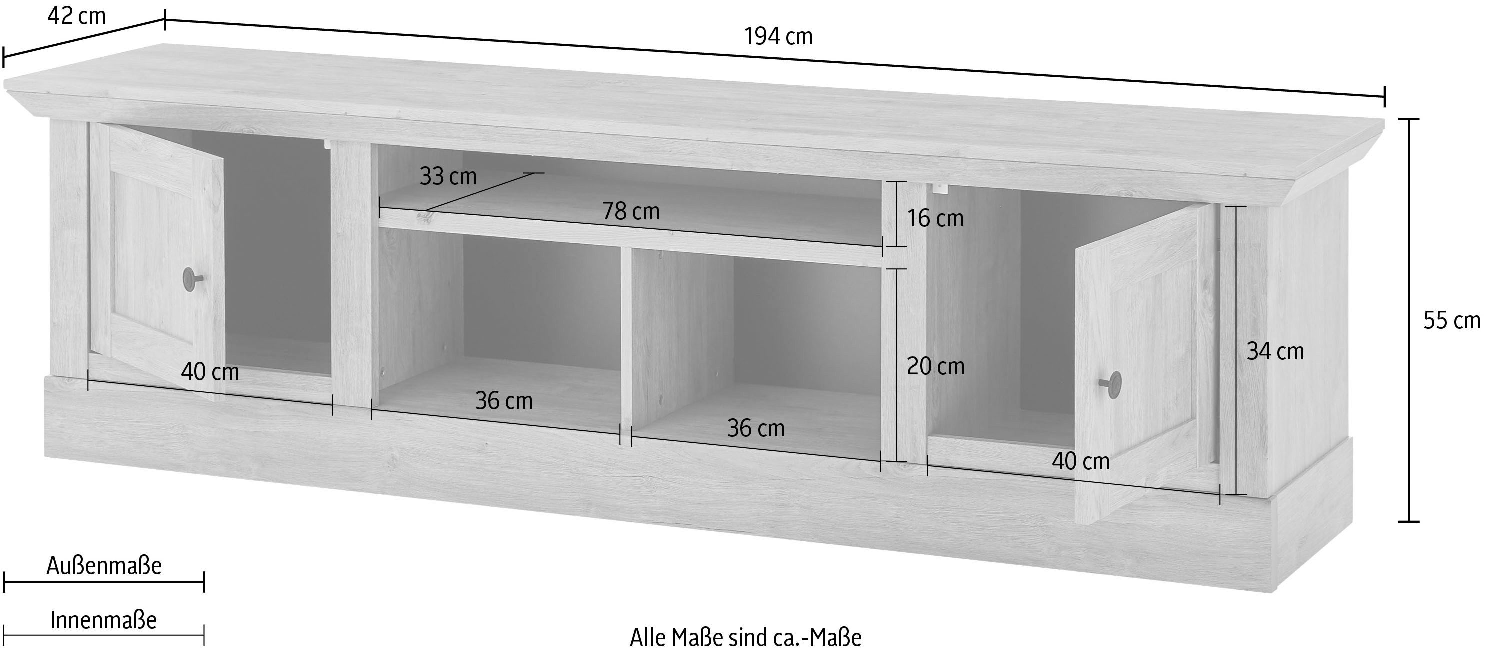 Home affaire Tv-meubel Cornwall, onderkast in landelijke stijl, commode, eiken decor (1 stuk)