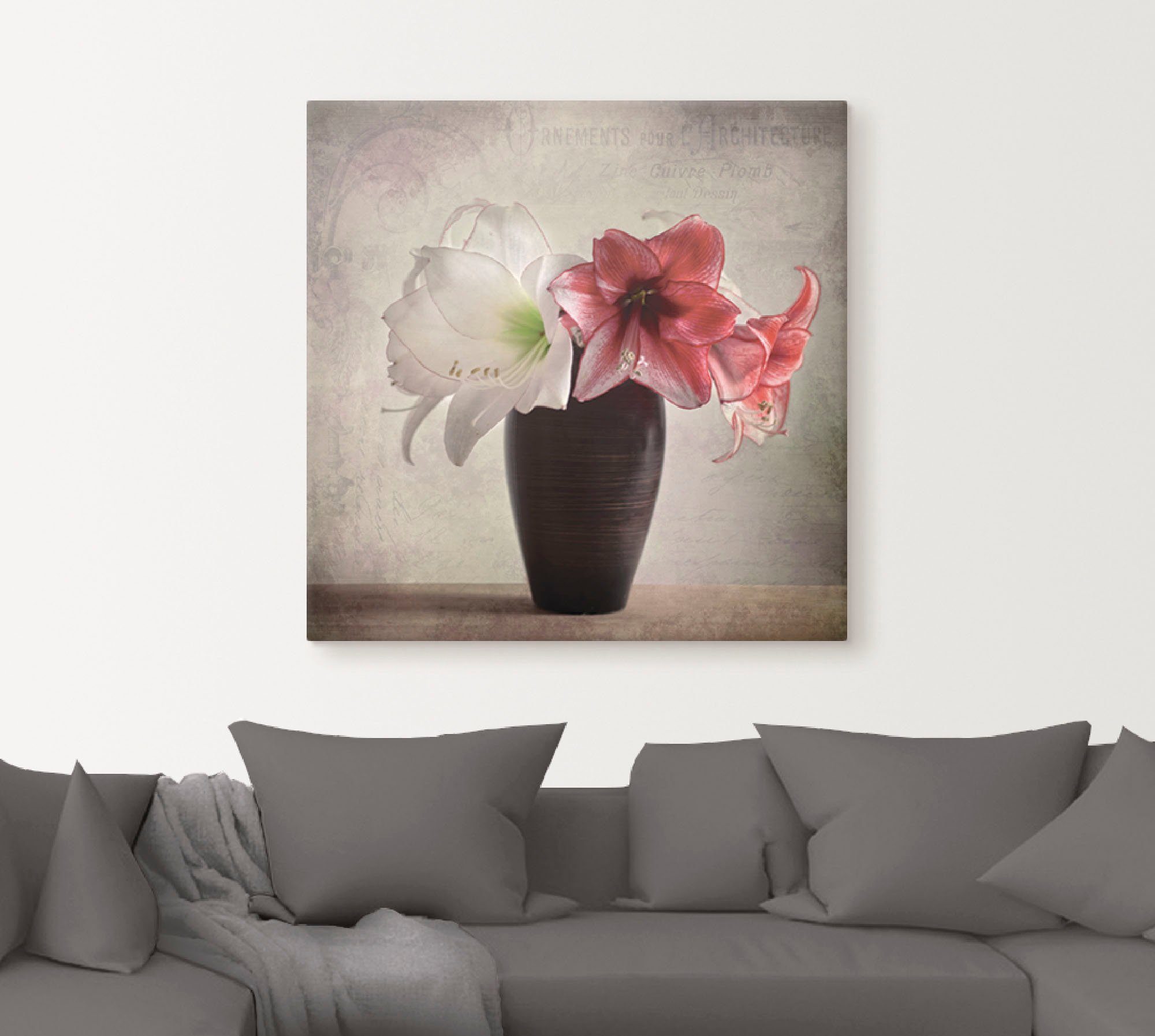Artland Artprint Amaryllis vintage I als artprint van aluminium, artprint voor buiten, artprint op linnen in verschillende maten