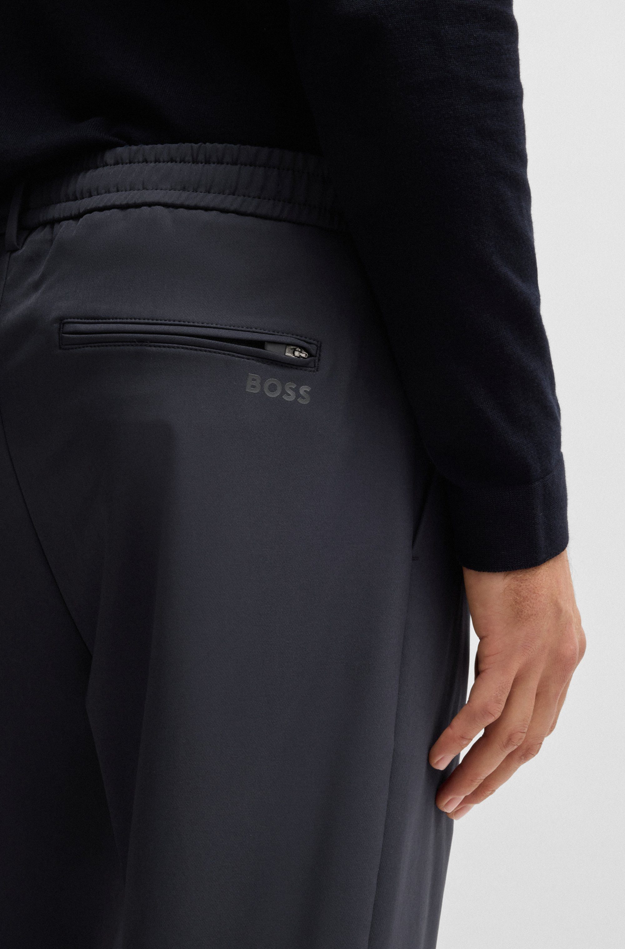 BOSS GREEN Geweven broek met trekkoord en merklabel