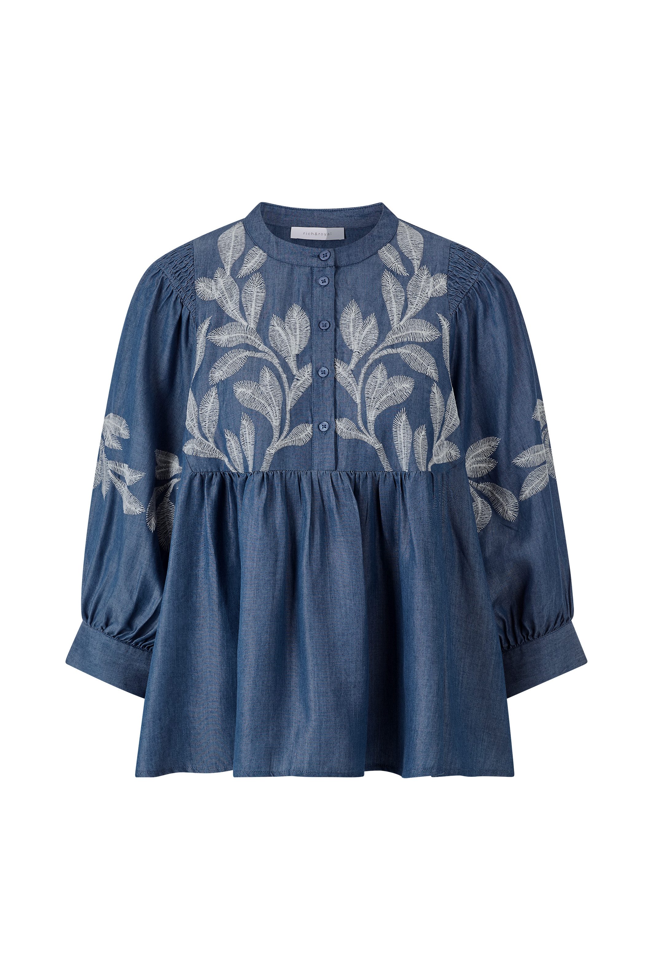Rich & Royal Blouse met lange mouwen Met ronde hals met staande kraag